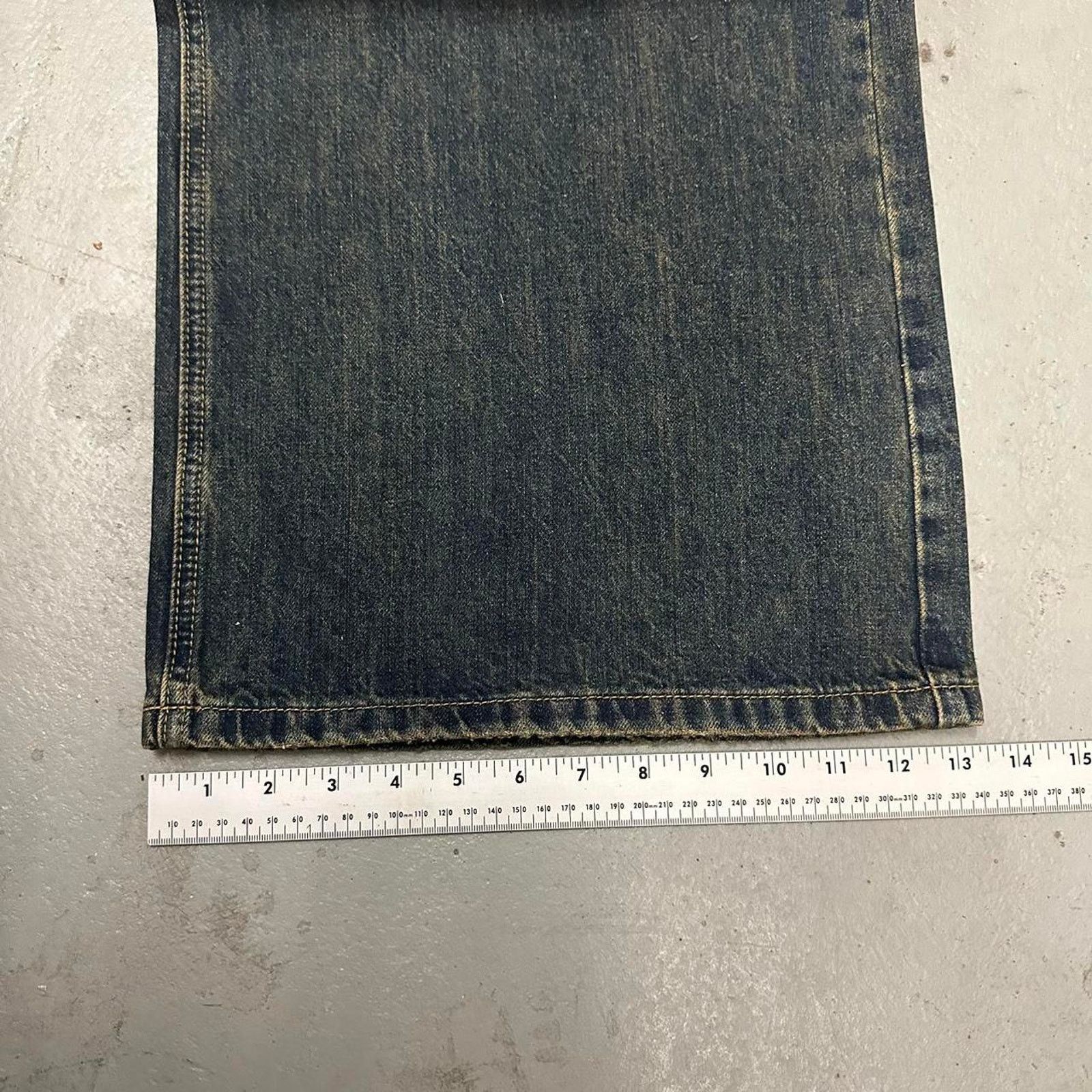 NAVY DESERT WIDE LEG BAGGY DENIM WAIST 34 FLAT
