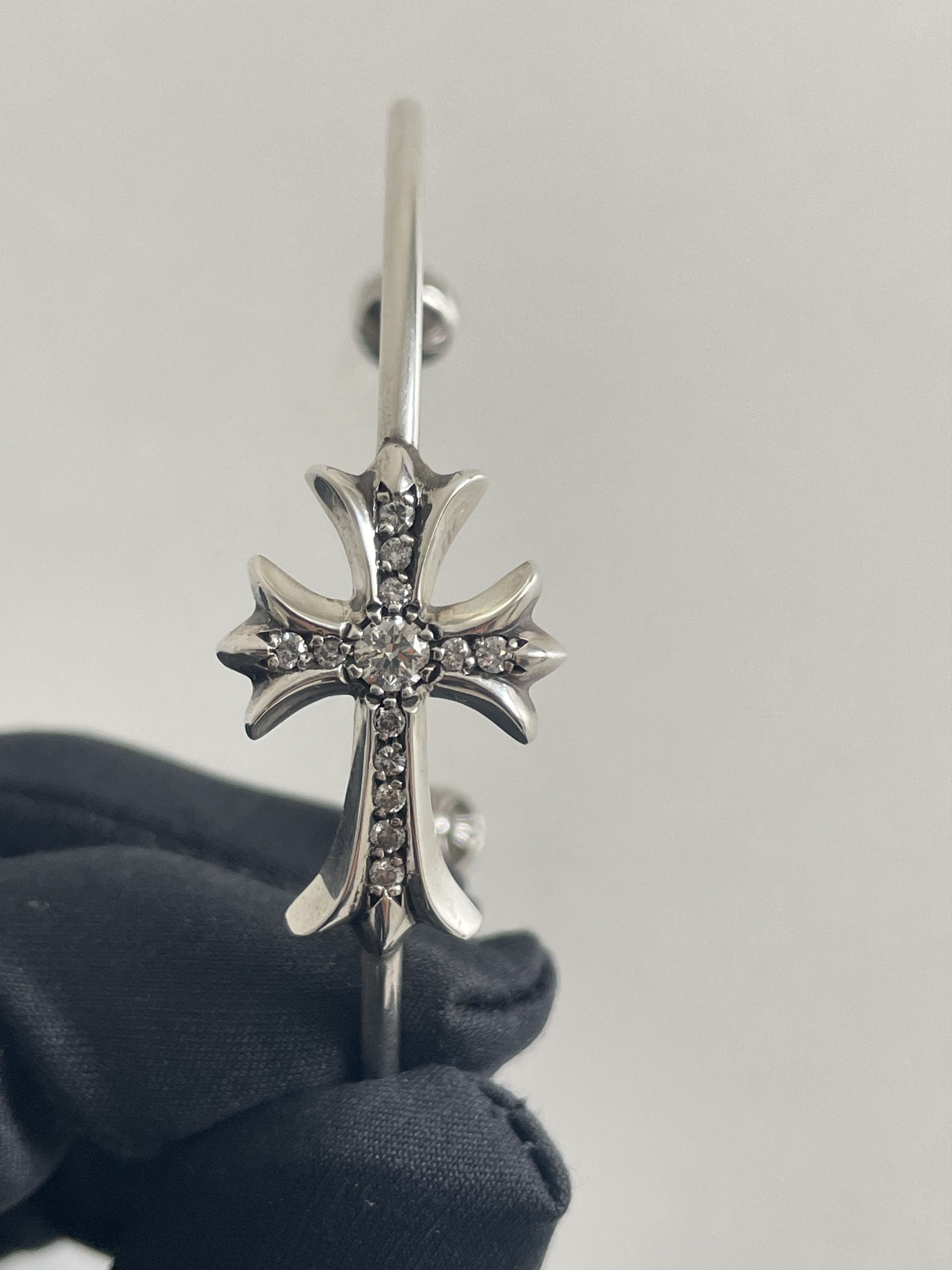 Chrome Hearts Chrome Hearts Silver Diamonds Tiny Cross Cuff Bangle Size ONE SIZE - 4 Thumbnail
