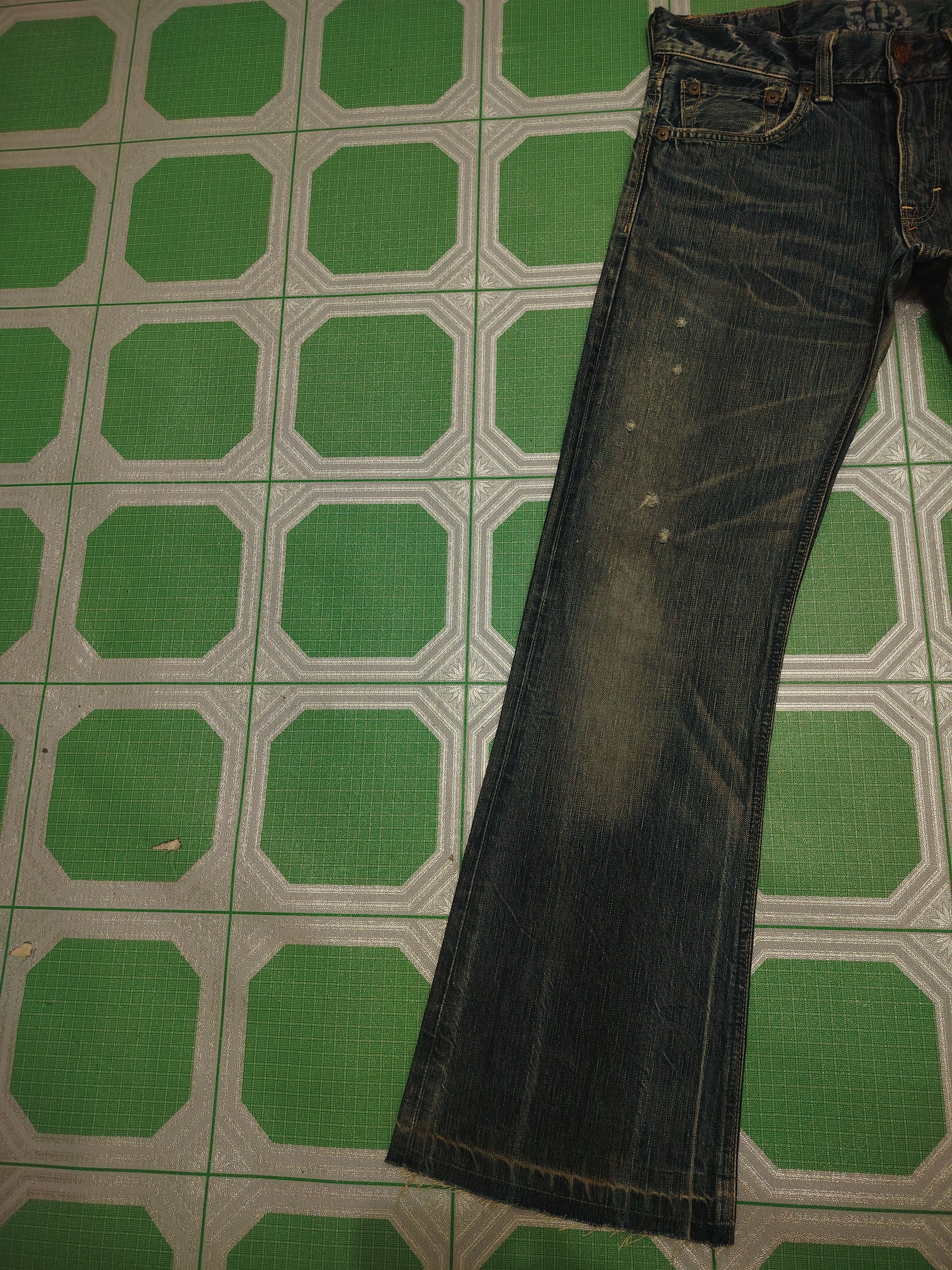 If Six Was Nine Japanese Edwin 503 Blue Trip Flare Jeans Distressed Jeans Size US 31 - 5 Thumbnail