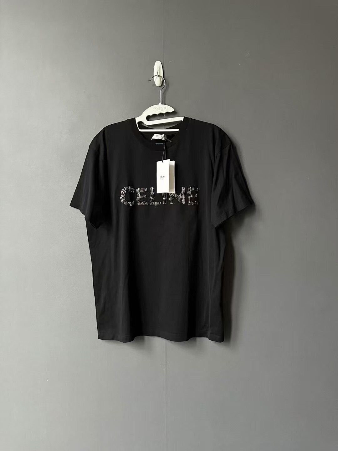 Celine celine black logo short sleeve shirt Size S / US 4 / IT 40 - 1 Thumbnail