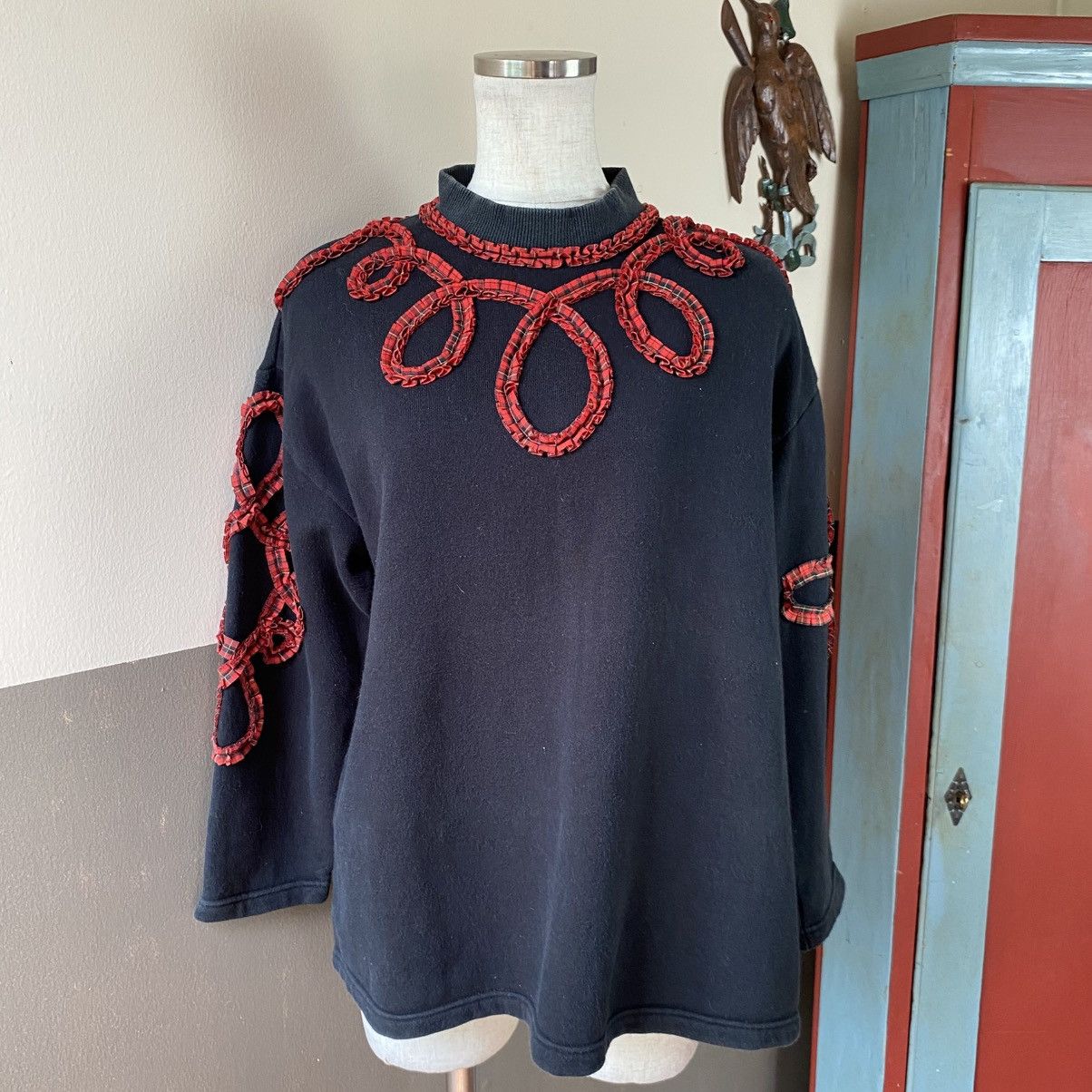 Kenzo KENZO Black Top with Red Loop Embroidery Size M / US 6-8 / IT 42-44 - 18 Thumbnail
