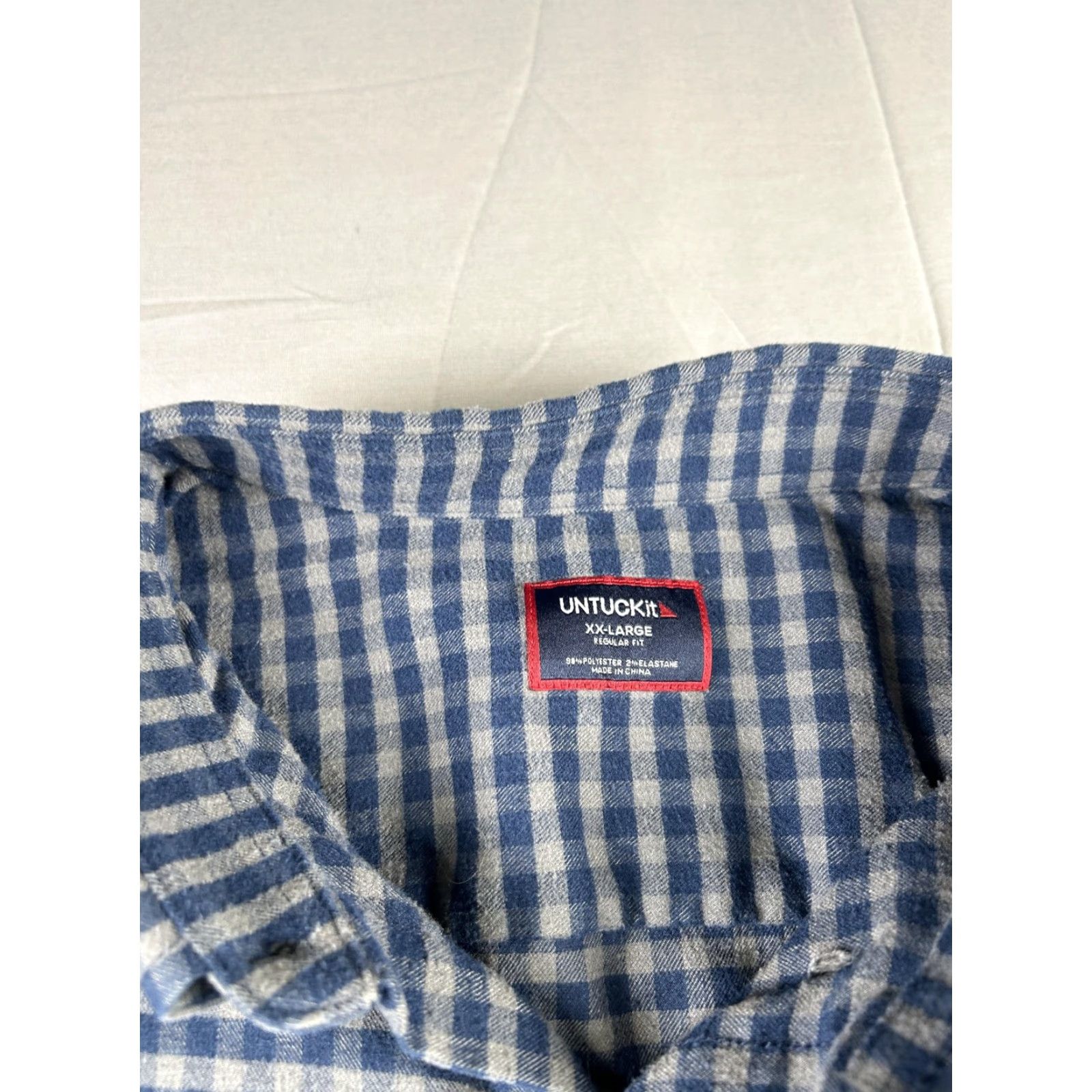 UNTUCKit UNTUCKit Shirt Mens 2XL Blue Check Bergstrom Stretch Long Sleeve Button Up Size US XXL / EU 58 / 5 - 3 Thumbnail