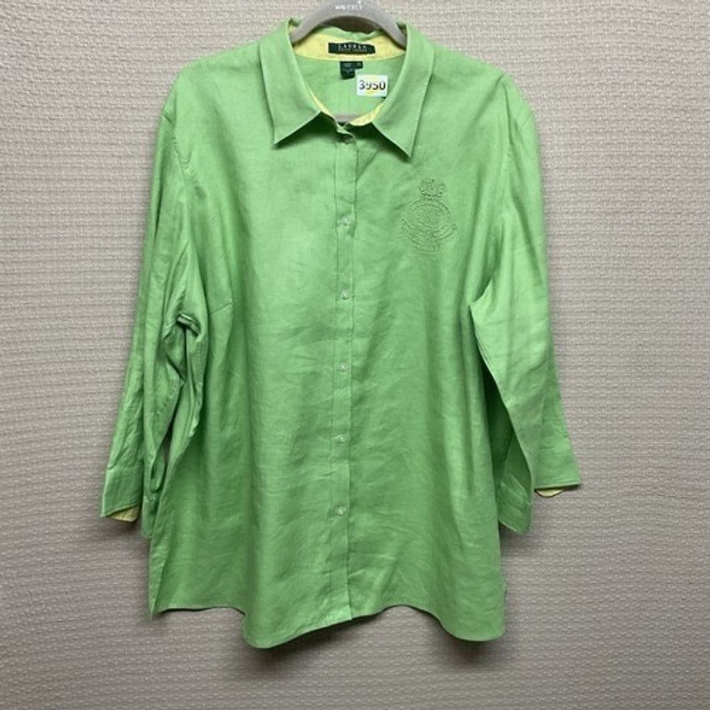 Ralph Lauren Ralph Lauren Linen Crest Flip Sleeve Shirt Women Plus Size2X Size ONE SIZE - 7 Thumbnail