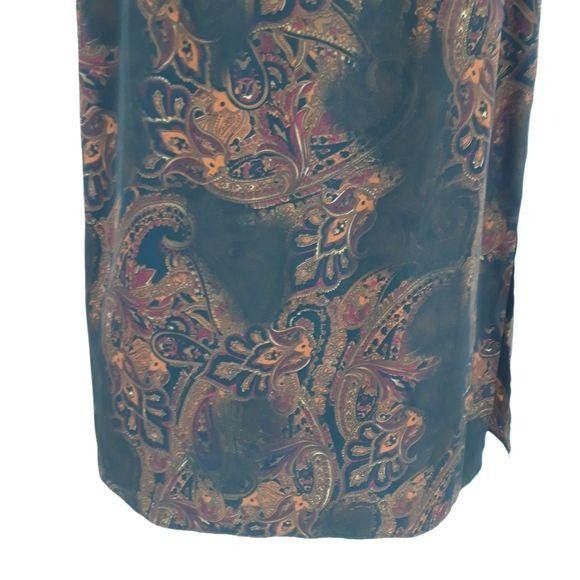 Vintage Vtg 90s Witchy Burnt Paisley Maxi Dress Sz M Black Double Sl Size M / US 6-8 / IT 42-44 - 7 Thumbnail