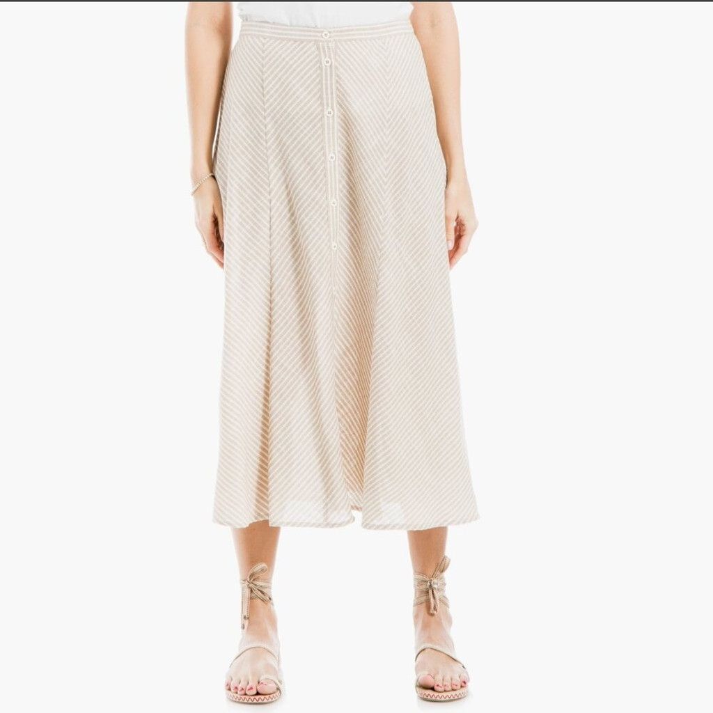 Other MAX STUDIO Yarn Dye Button Beige Off White Maxi Skirt Boho M Size 30" / US 8 / IT 44 - 1 Thumbnail