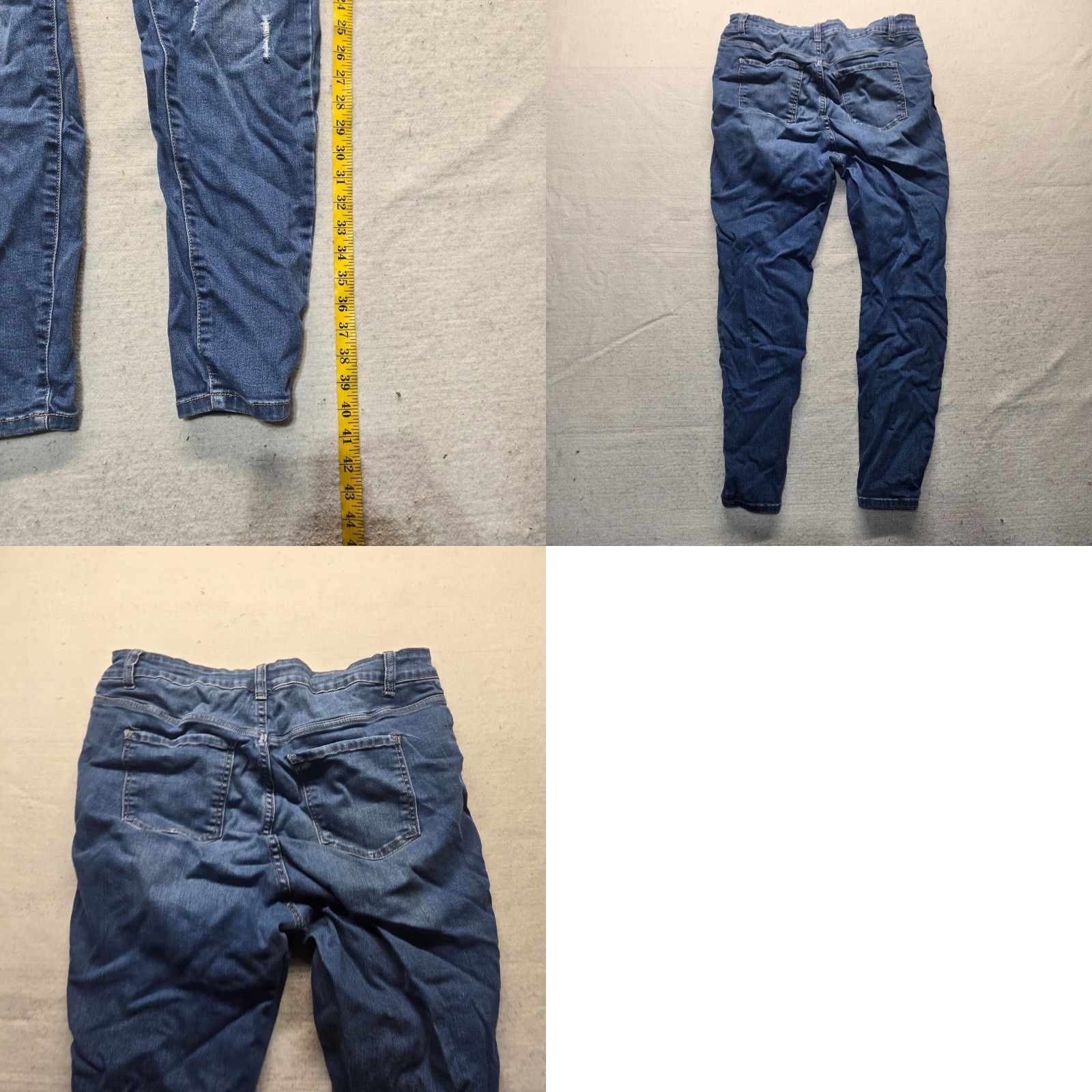 Denime Wax Jean Women's Denim Distressed Stretch Jeans Pants 16 Mid Rise Blue 5-Pocket Jegging Size 38" / US 16 / IT 52 - 8 Thumbnail