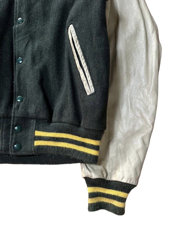 Vintage Vtg Golden Bear Wool Leather Hoodie Varsity Jacket Size US L / EU 52-54 / 3 - 3 Thumbnail