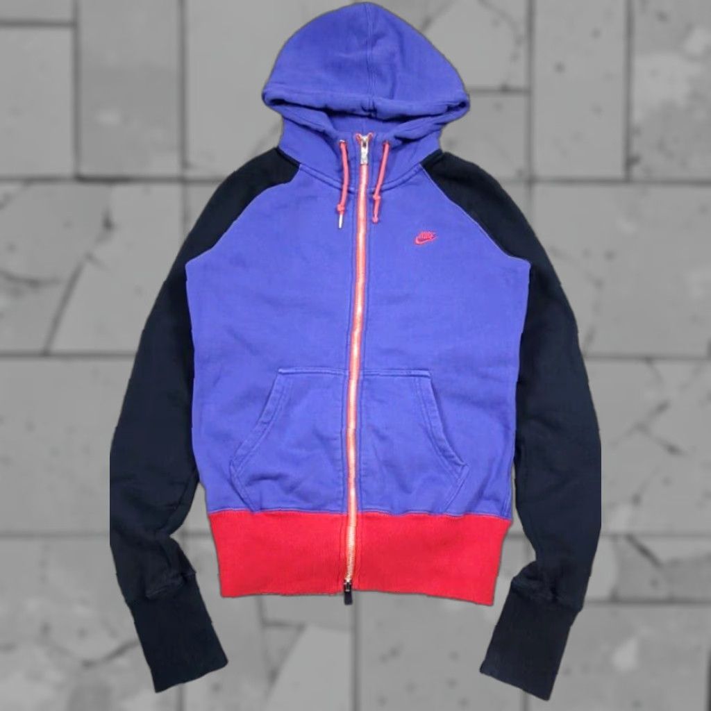 VINTAGE Nike Womens Jacket Colorblock Full Zip S Purple Red Black Multicolor 341290 NSW AW77 Jacket Women
