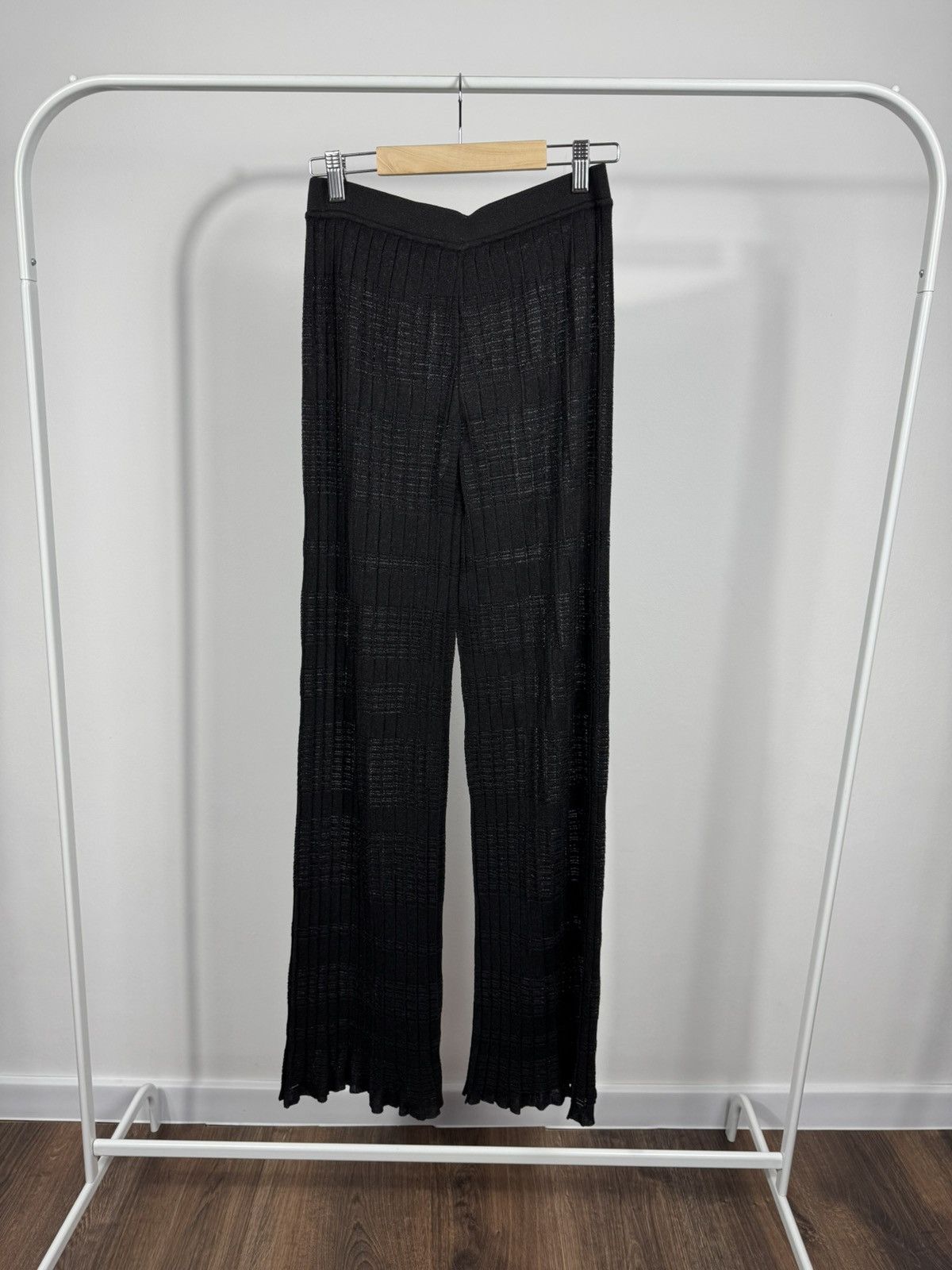 Other Falconeri Black Pleated Wide Leg Pants Shiny Knit Trousers S Size 28" / US 6 / IT 42 - 12 Thumbnail