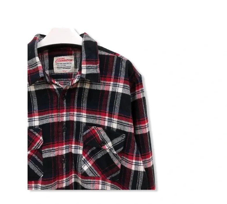 Vintage Vintage Work Commontage Plaid Tartan Flannel Shirt 👕 Size US M / EU 48-50 / 2 - 2 Thumbnail