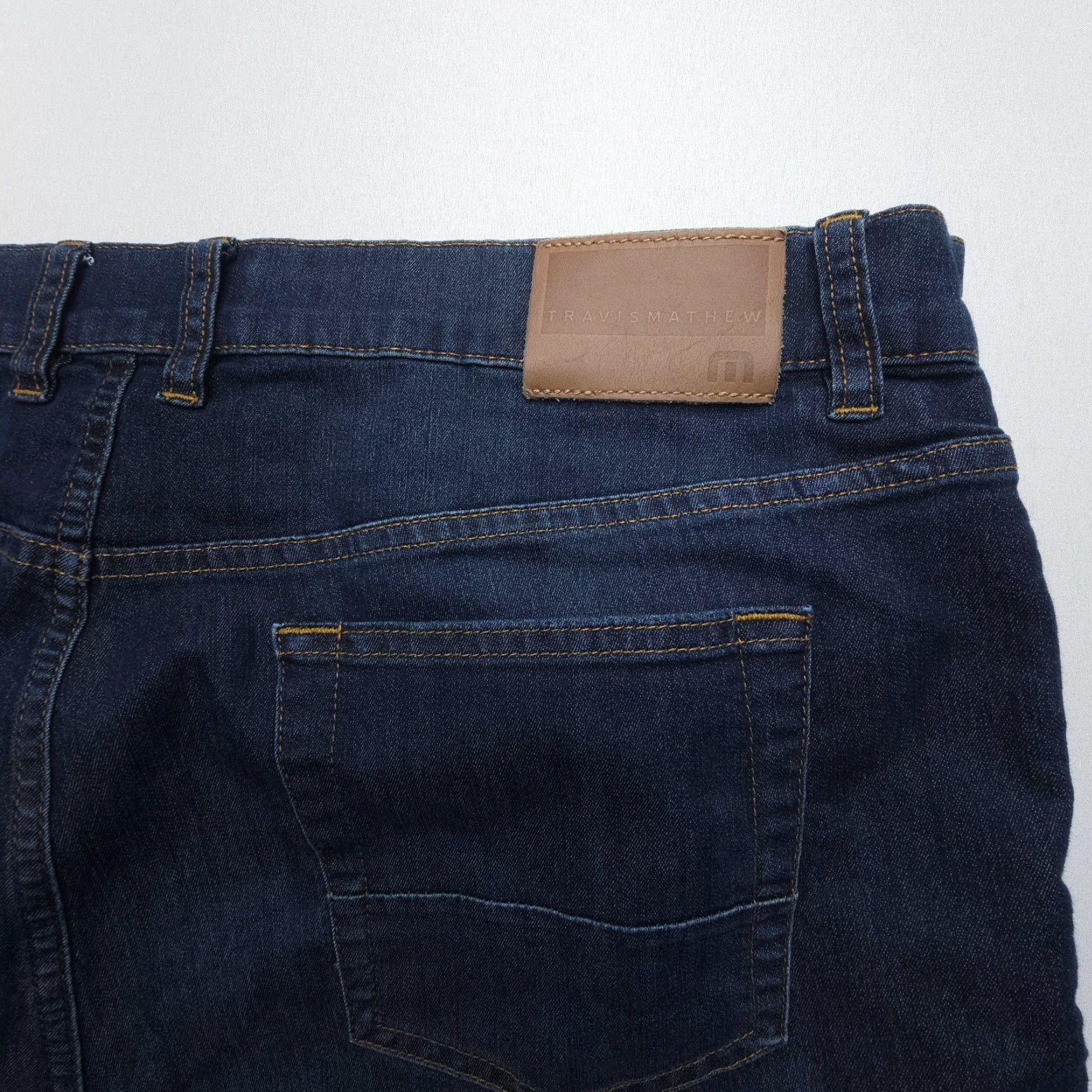 TravisMathew Travis Mathew Jeans Slim Straight Mens 38 x 32 Blue Dark Stretch Denim 5-Pocket Pattern City Size US 38 / EU 54 - 8 Thumbnail