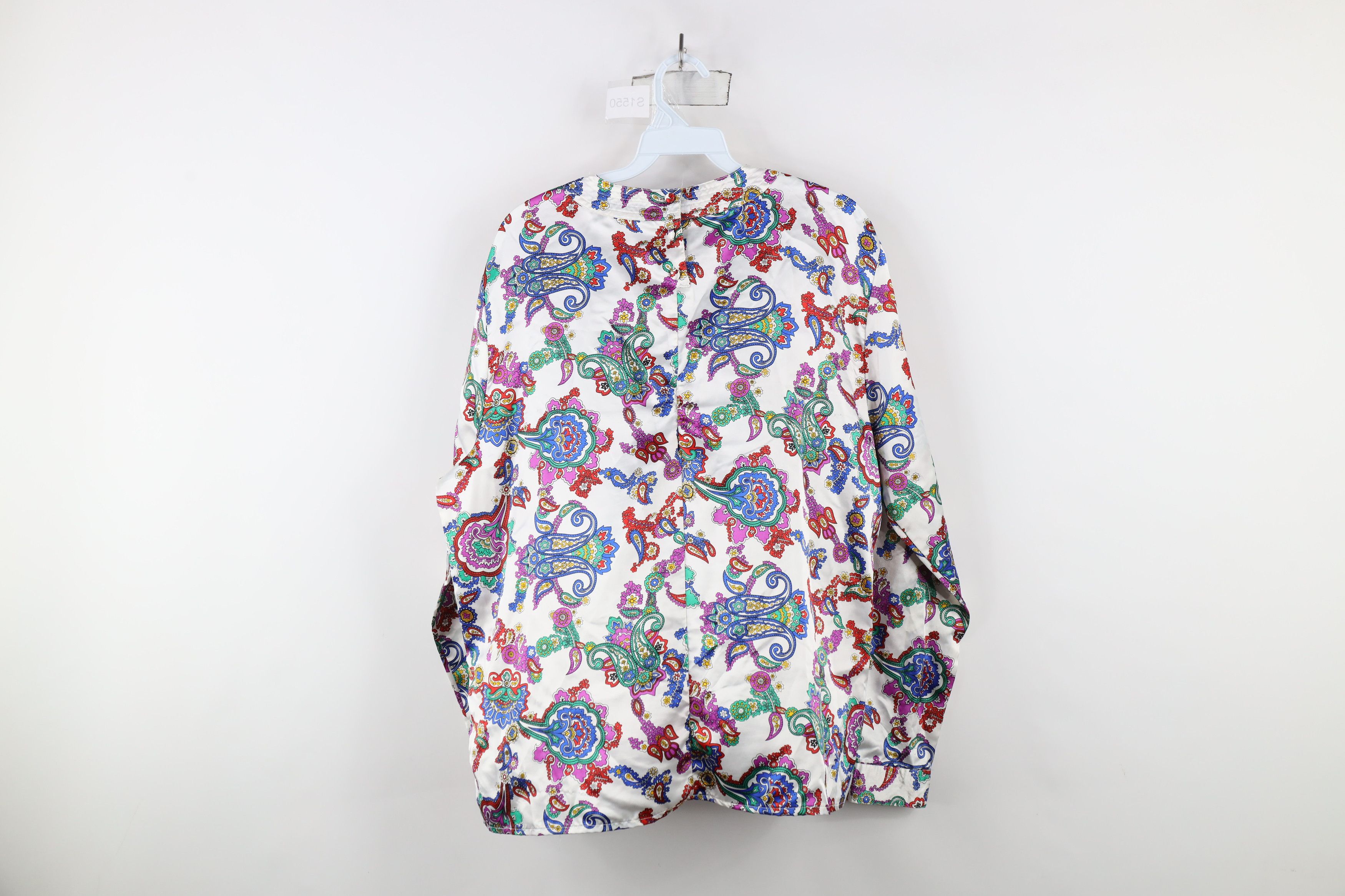Vintage Vintage 90s Streetwear Rainbow Paisley Silky Polyester Shirt Size XXL / US 16-18 / IT 52-54 - 12 Thumbnail