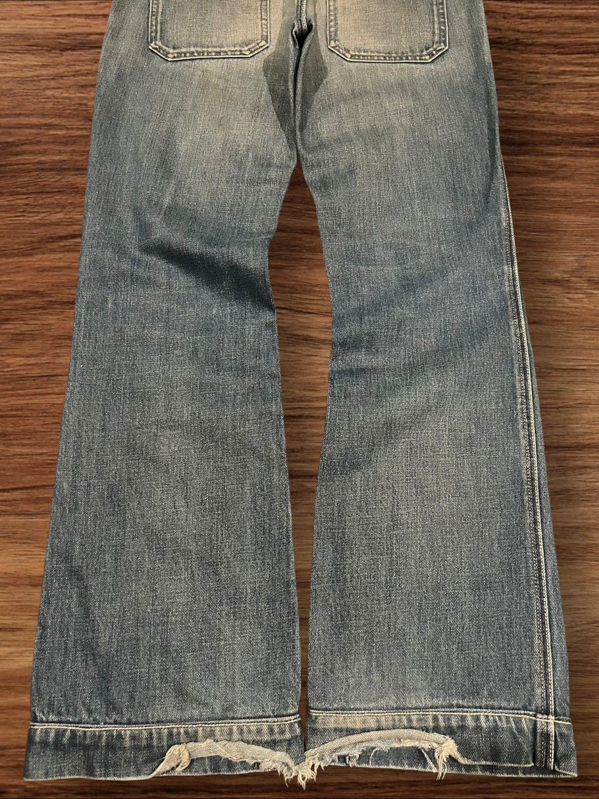 Diesel Vintage Diesel Blue Faded Washed Frayed Leg Flare Jeans Size 30" / US 8 / IT 44 - 10 Thumbnail