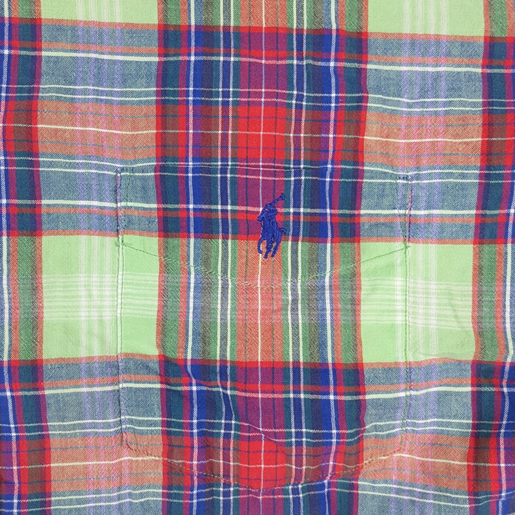 Ralph Lauren VINTAGE Ralph Lauren Plaid Shirt Mens Size 1X Short Sleeve Button-Down Preppy Madras 90s Classic Workwear Polo Pony Logo Mens Size US XL / EU 56 / 4 - 3 Thumbnail