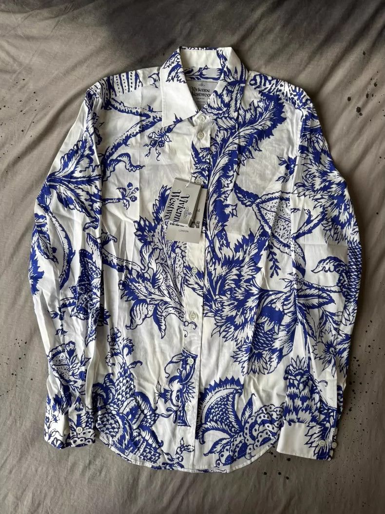 Vivienne Westwood Vivienne Westwood Celadon floral arched shirt Size L / US 10 / IT 46 - 1 Thumbnail