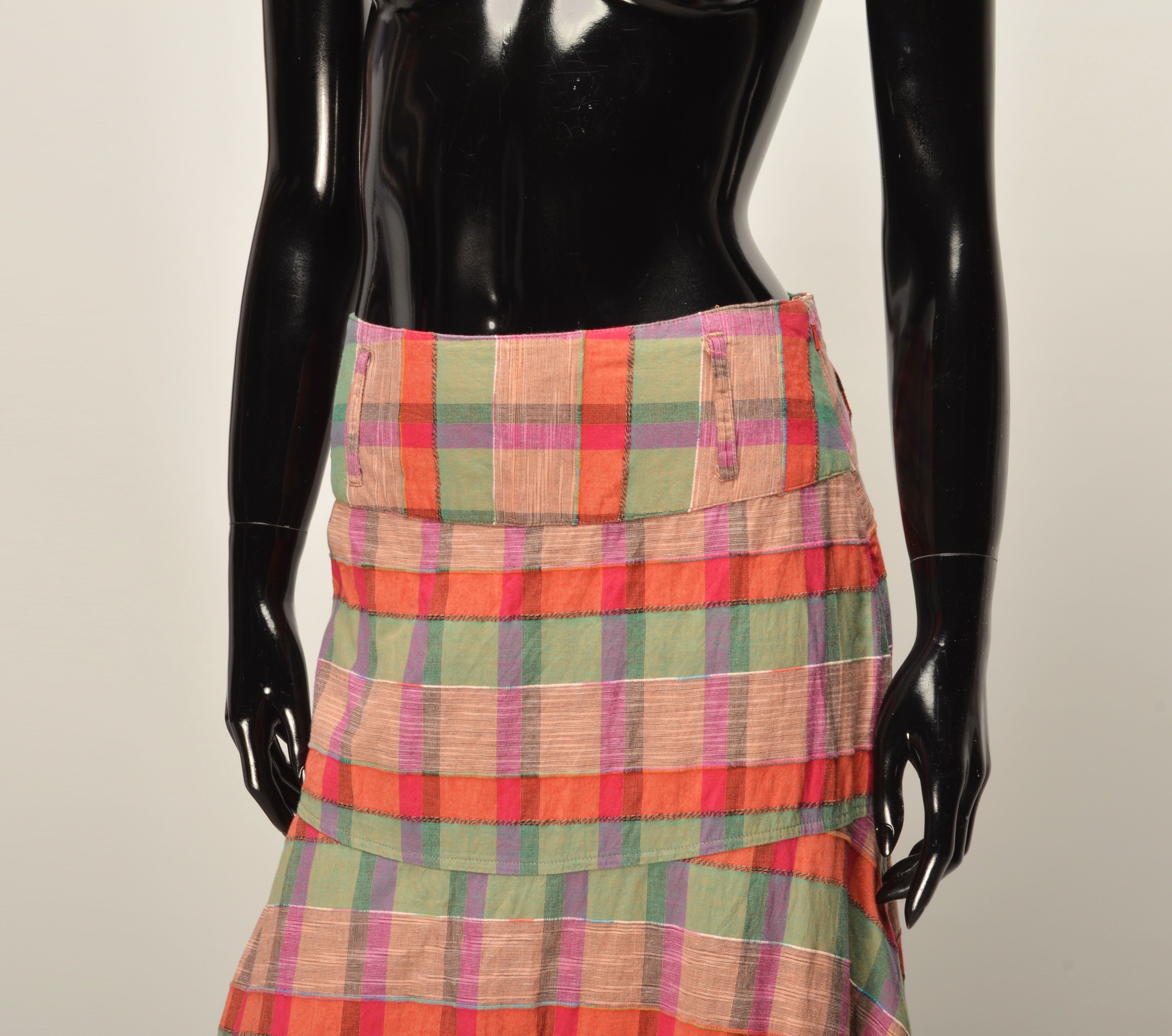 Vintage Vintage Per Una Y2K Boho Plaid Midi Skirt Size 26" / US 2 / IT 38 - 2 Thumbnail