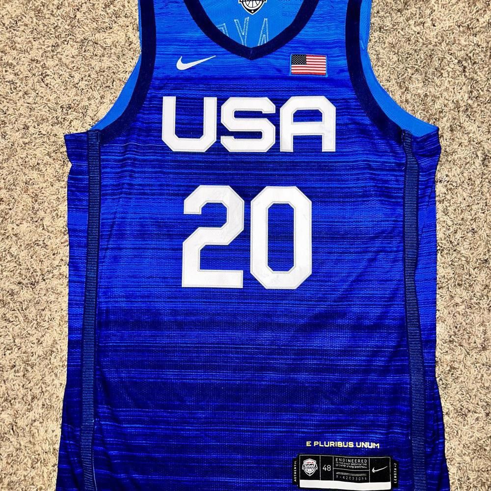 image of Nike Team Usa 2020 Authentic Vaporknit Bsktbll Jersey Sample in Blue, Men's (Size Large)