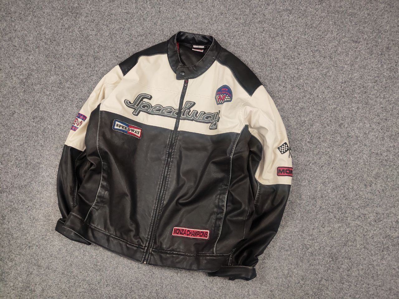 Vintage Vintage Speedway Monza Racing Moto Leather Style Jacket Size US XL / EU 56 / 4 - 3 Thumbnail