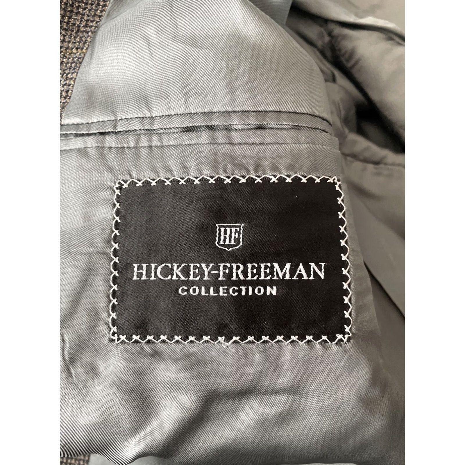 Vintage Hickey Freeman Blazer Sport Coat Mens 44L Plaid Wool Alpaca Gray Notch Long Single-Breasted Two-Button Jacket Size 44R - 3 Thumbnail