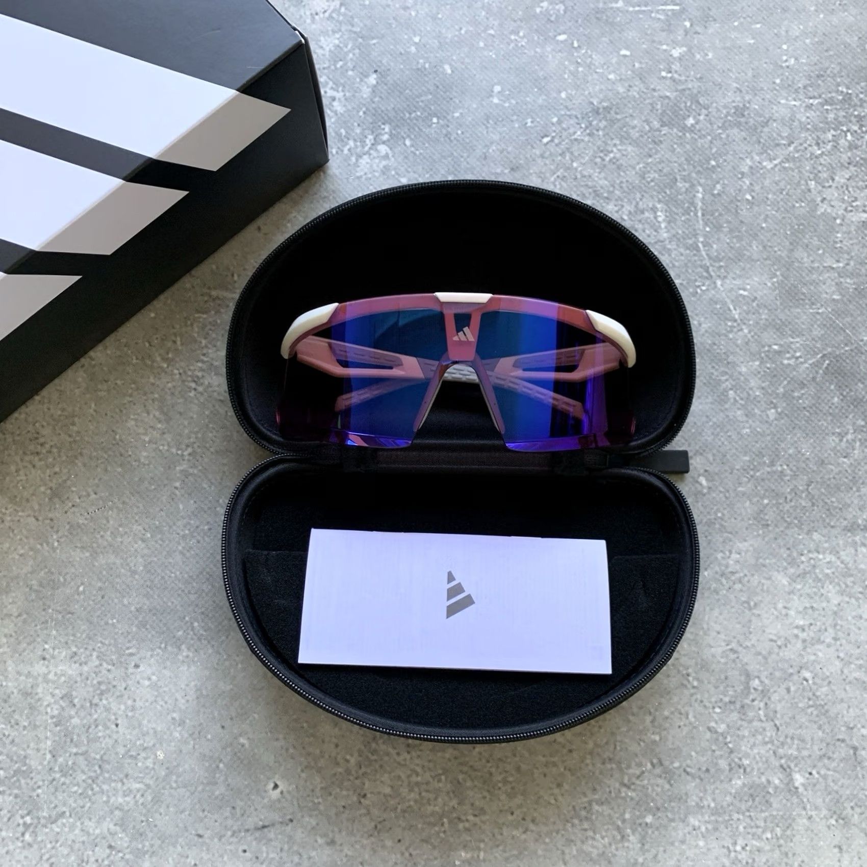 Adidas ADIDAS DUNAMIS EVO SPORT RUNNING SUNGLASSES SP0107 JK9726 WHITE UNISEX Sunglasses Ladies Mens Unisex Adults Sports Shield Violet Lens White Sunglasses Size ONE SIZE - 2 Thumbnail