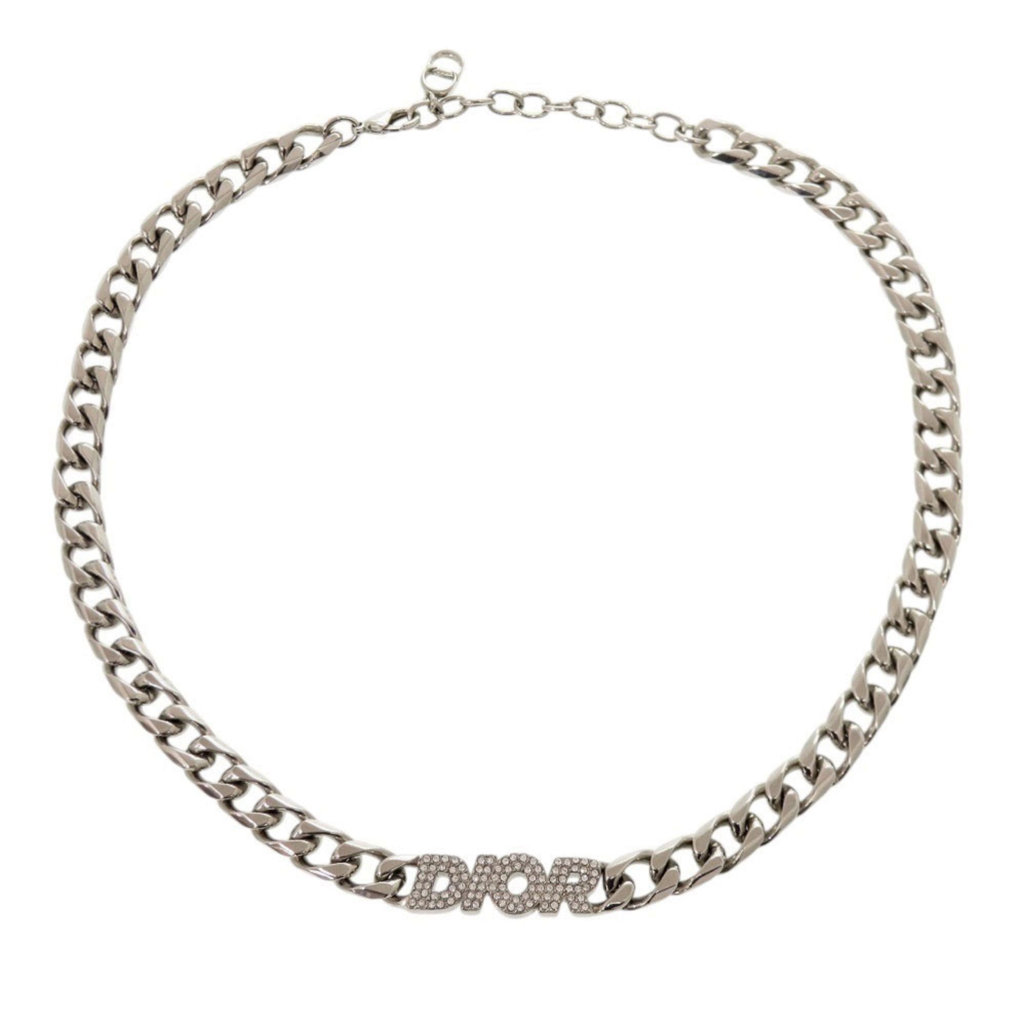 Dior Christian Dior Excellent condition Dior chain link brass rhinestone silver necklace 1713Dior Size ONE SIZE - 1 Thumbnail