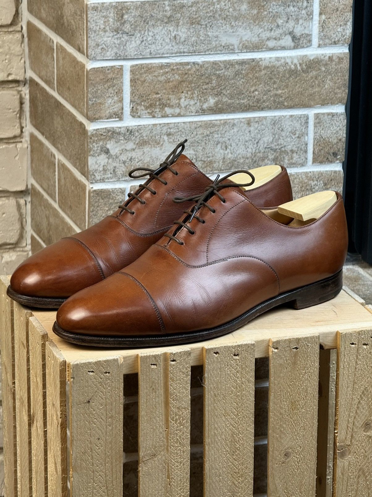 Edward Green Edward Green Chelsea Brown Oxford Leather Shoes UK10 US11 Size US 11 / EU 44 - 1 Thumbnail