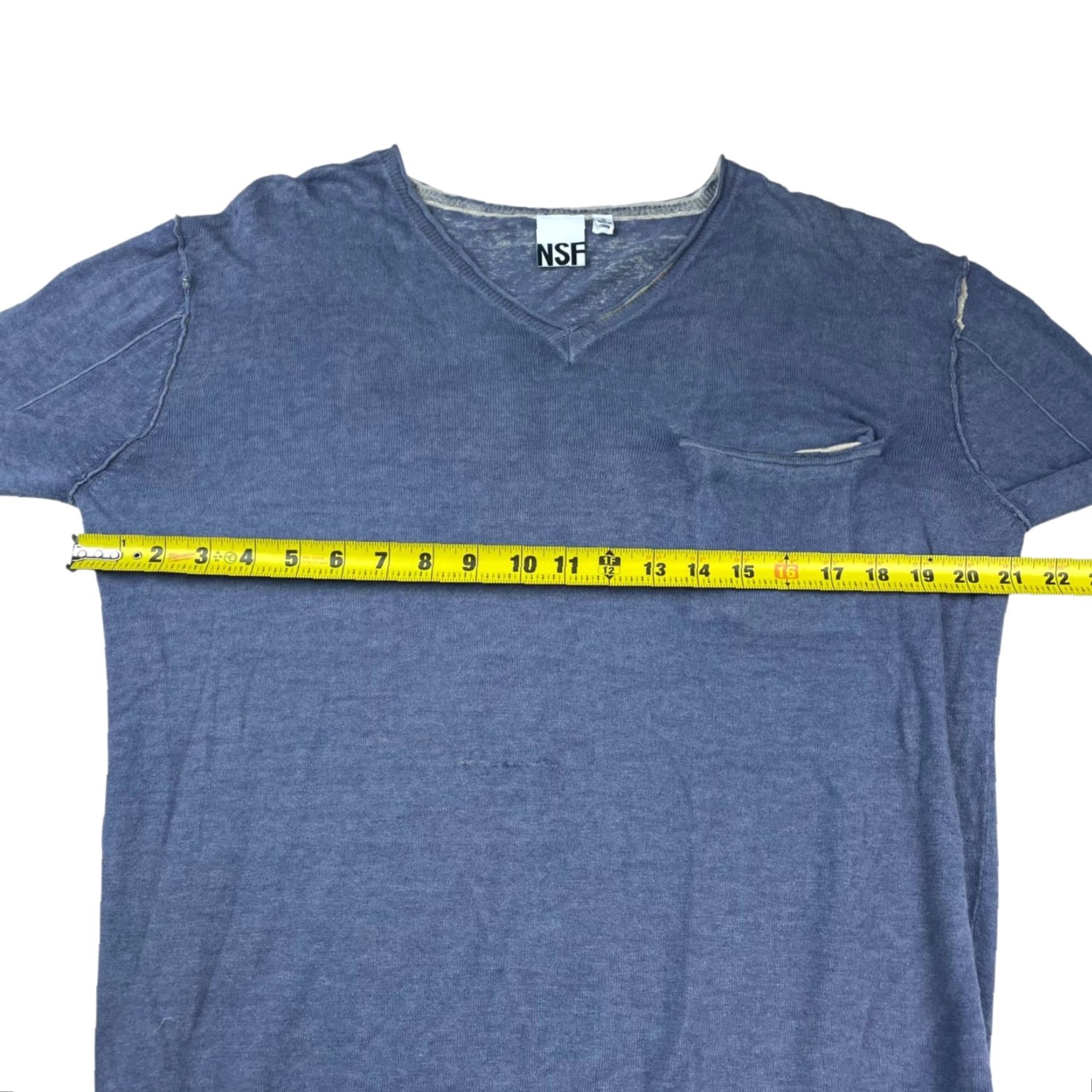 Vintage NSF Men’s Linen/Cotton V-Neck Pullover Pocket Sweater Blue Medium Size US M / EU 48-50 / 2 - 7 Thumbnail