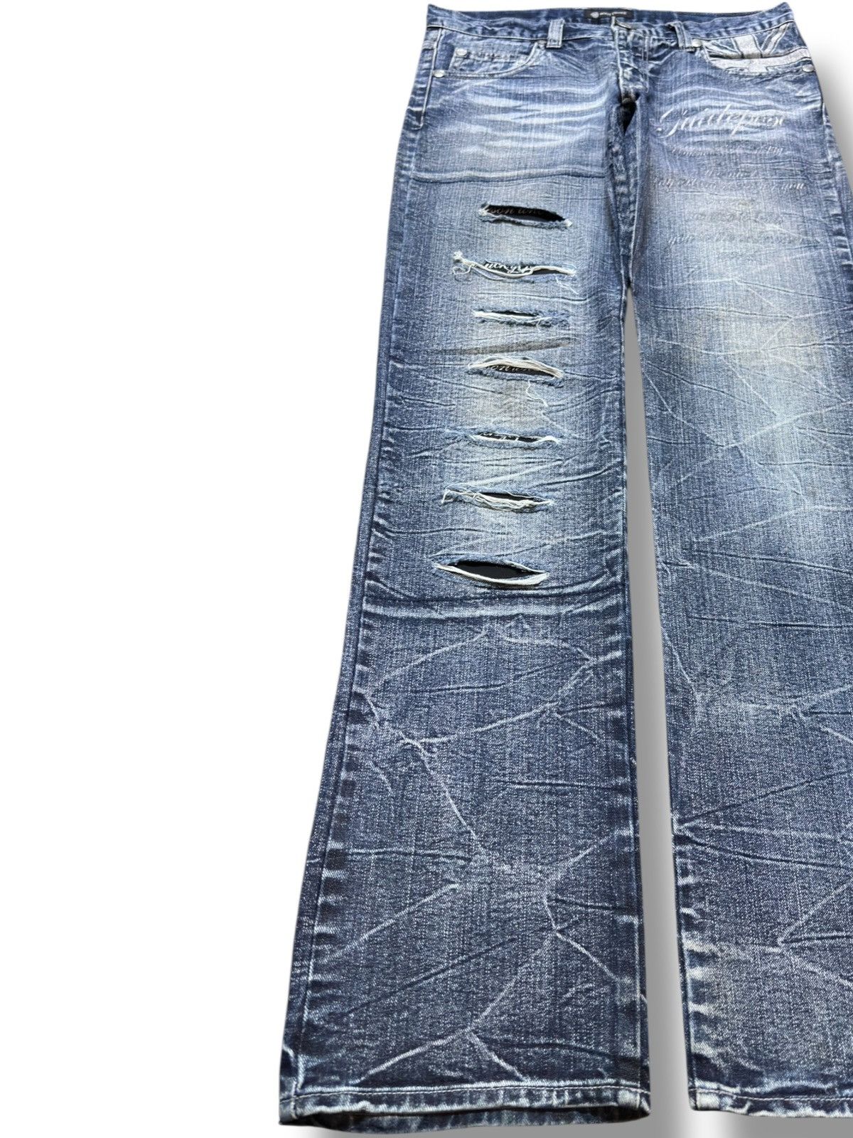 POST ARCHIVE FACTION (PAF) Vintage Root Three Styles Skulls Hints Distressed Denim Size US 33 - 3 Thumbnail