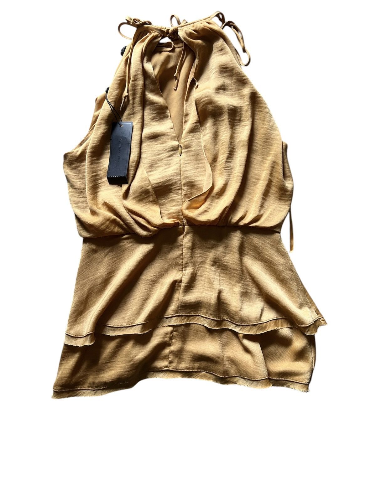 Bcbgmaxazria BCBGMAXAZRIA Gold Layered Halter Top Blouse | Small NWT Size S / US 4 / IT 40 - 2 Thumbnail