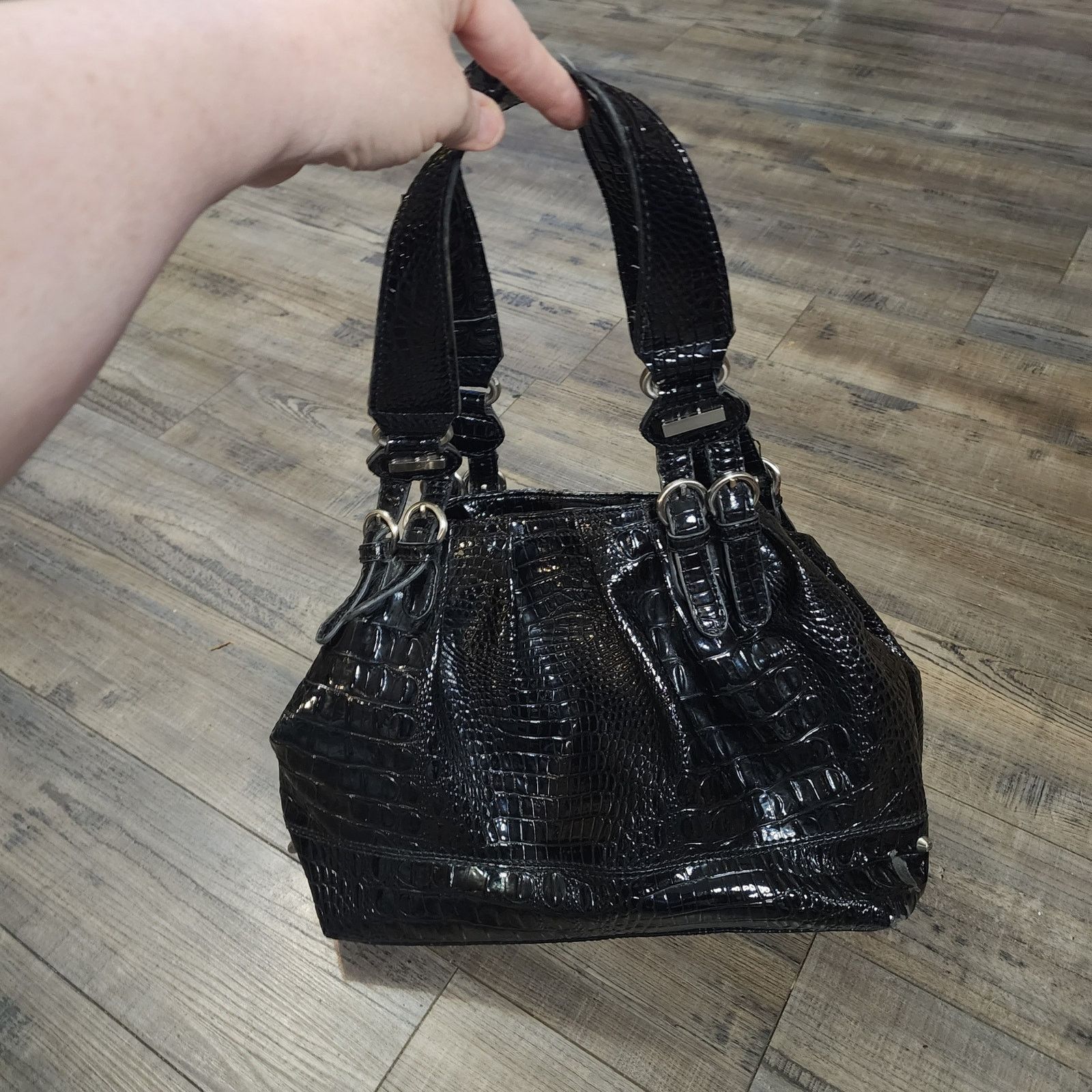 Jessica Simpson Jessica Simpson black alligator print bag purse preowned Size ONE SIZE - 9 Thumbnail