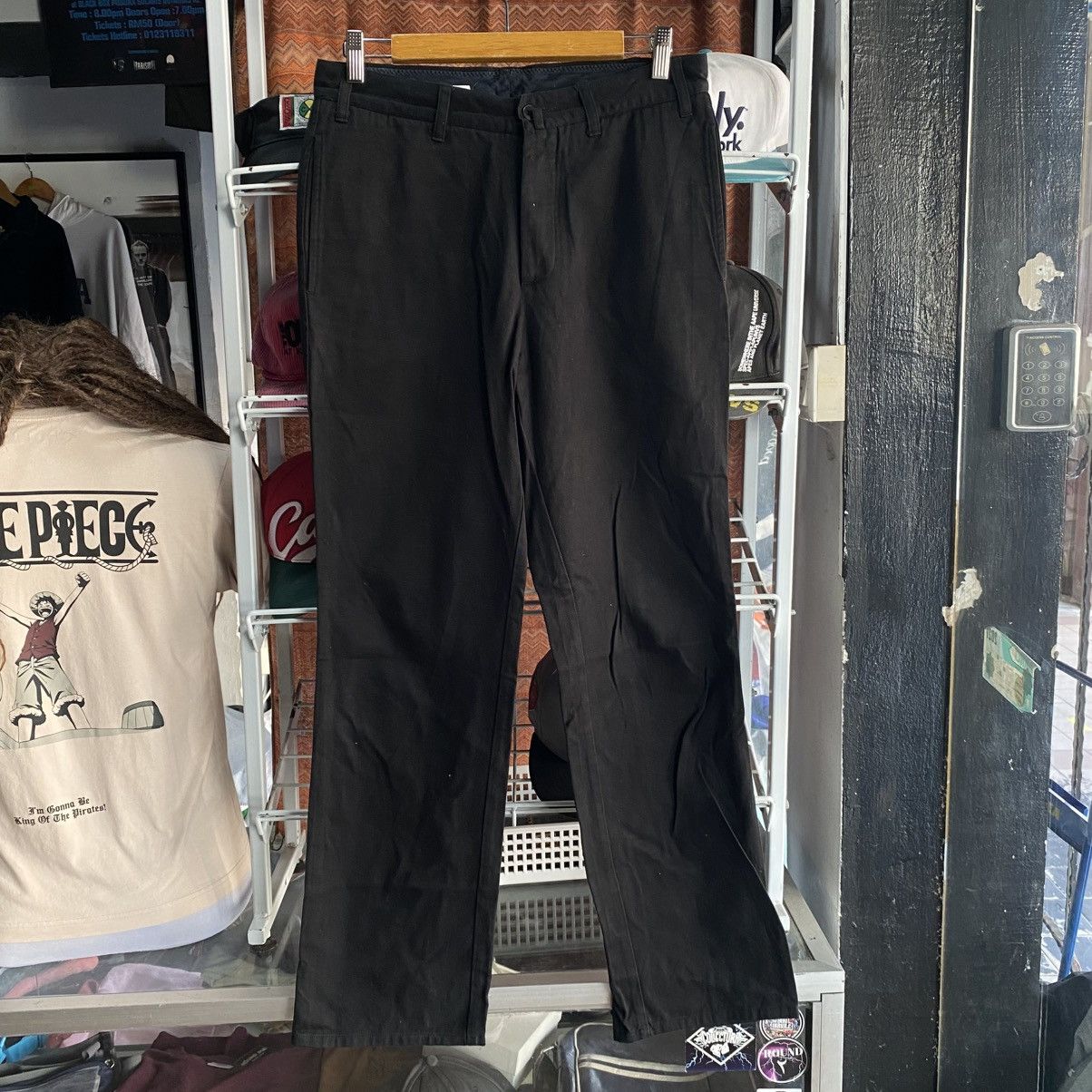 Agnes B. Homme Paris Men's Black Loose Fit Chino Pants