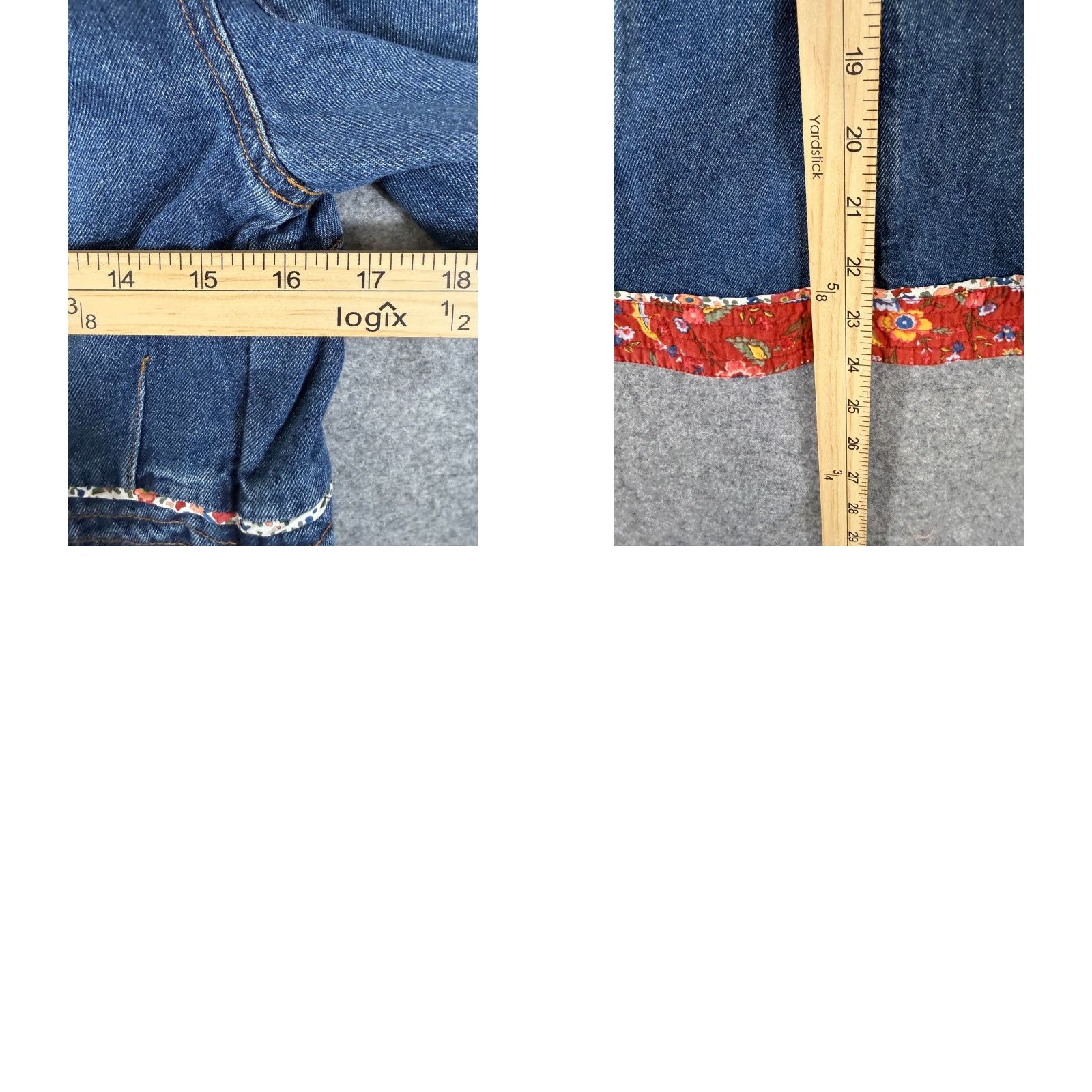 H&M H&M Jacket Womens 6 Blue Denim Floral Quilted Trim Boho Festival Hippie Peplum Open Front NWT Jacket Size M / US 6-8 / IT 42-44 - 9 Thumbnail