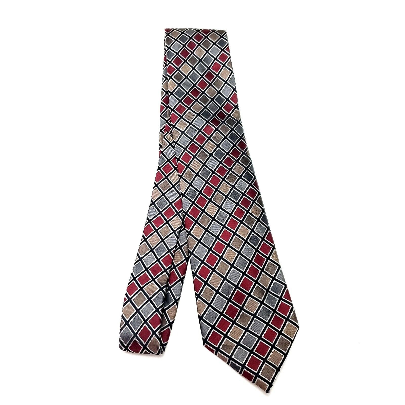 Kenneth Cole Kenneth Cole Reaction Gray Multi-Colored Silk Tie Woven Chec Size ONE SIZE - 6 Thumbnail