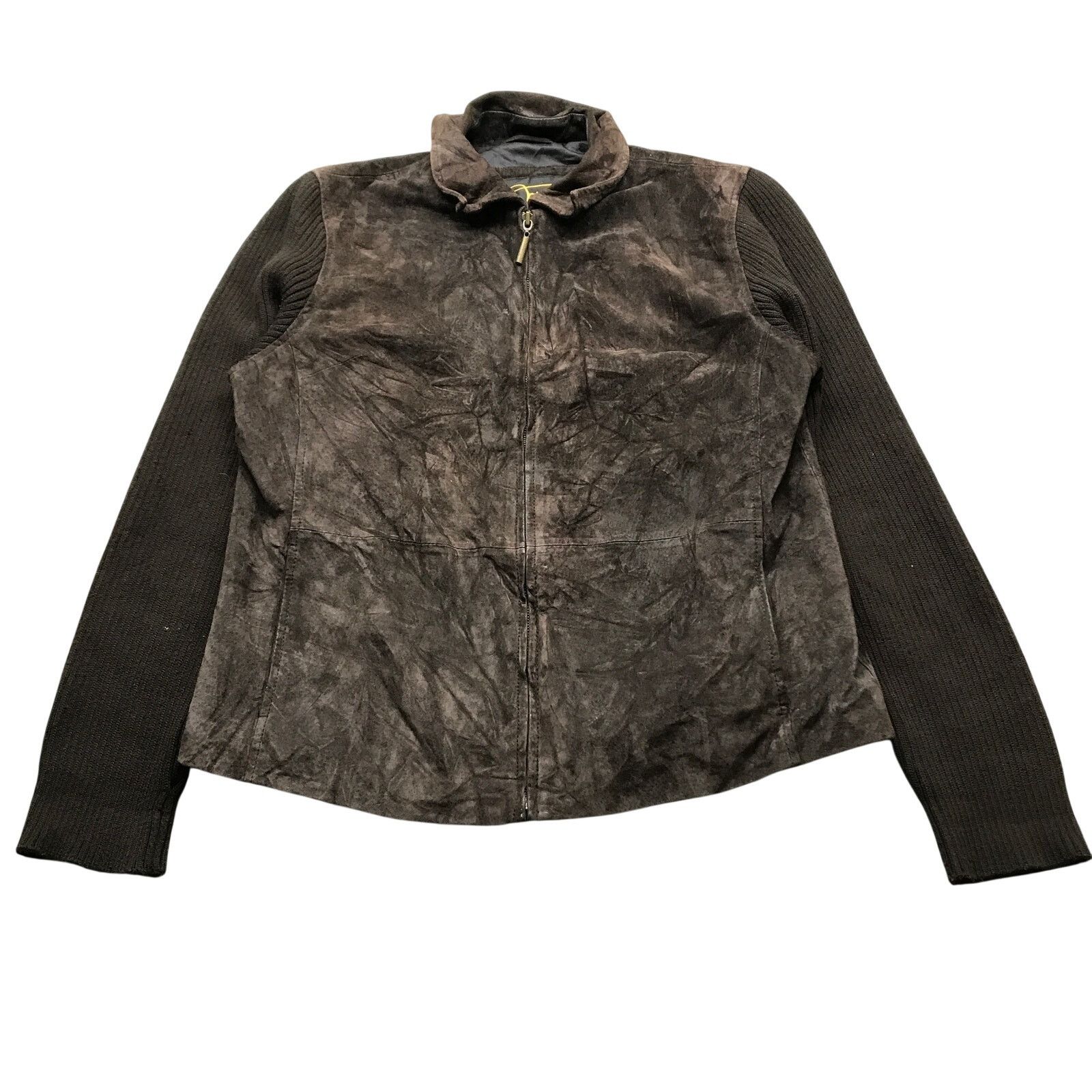 Other Vintage Fabio Suede Leather Jacket Womens Large Knit Brown Size L / US 10 / IT 46 - 1 Thumbnail