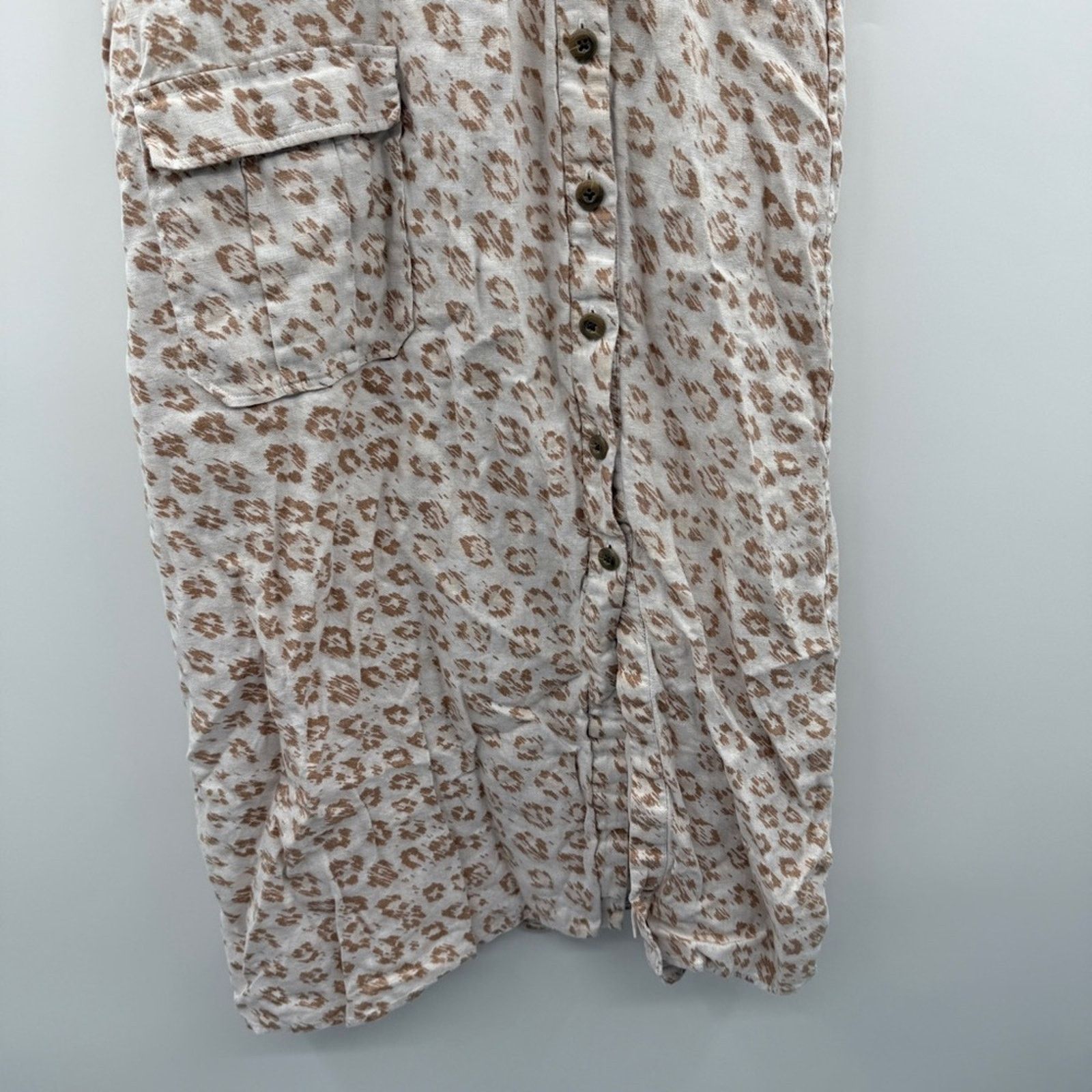 Joie Joie Coady 100% Linen Leopard Animal Print Midi Dress Sz L Size L / US 10 / IT 46 - 4 Thumbnail