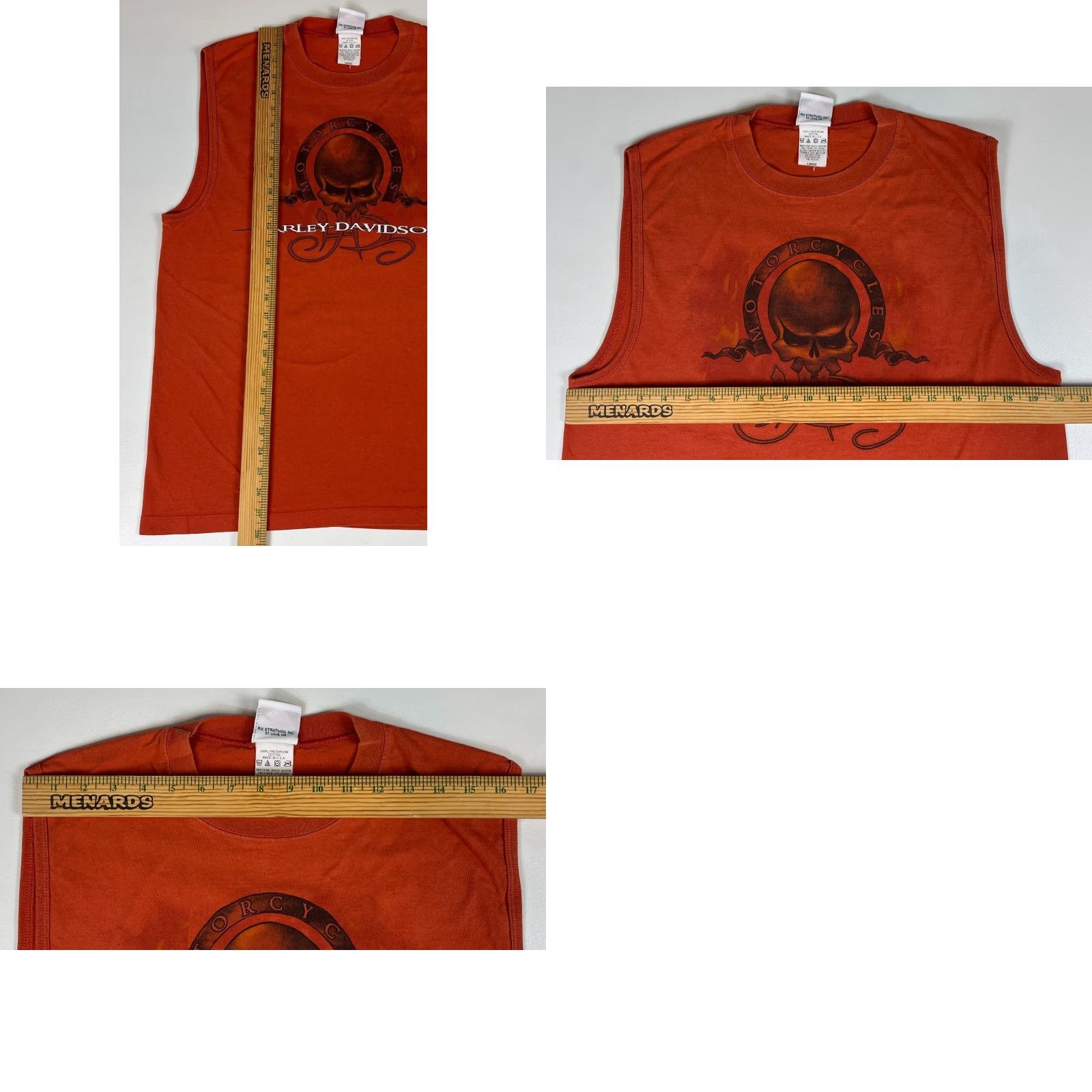 Harley Davidson VINTAGE Harley-Davidson Maui, Hawaii Sleeveless Tee Mens T-Shirt L Burnt Orange 2006 Made in USA Shirt Size US L / EU 52-54 / 3 - 8 Thumbnail