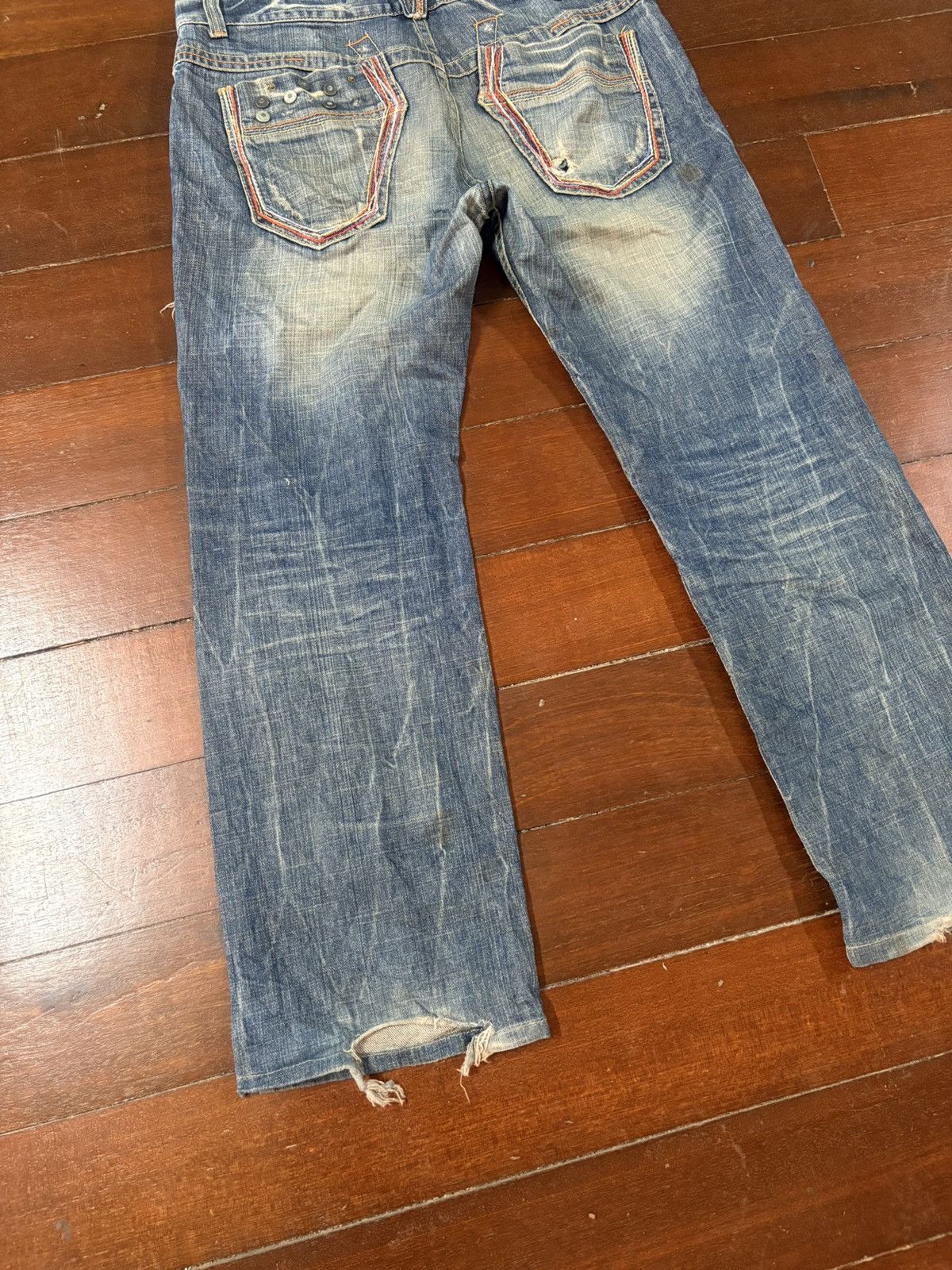 Hysteric Glamour SICK RUSTY RED PAPER VINTAGE DENIM distressed mud wash flare Size US 32 / EU 48 - 13 Thumbnail