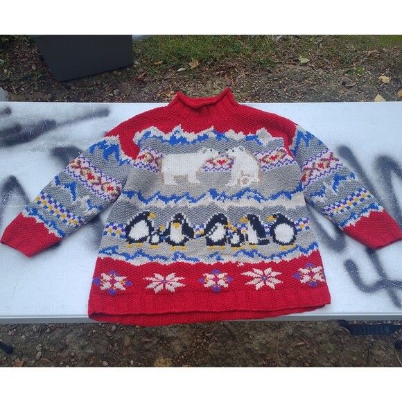 Other Vtg Wool Handknit Metropolitan Sweater Polar Bear Penguins Size US L / EU 52-54 / 3 - 2 Thumbnail