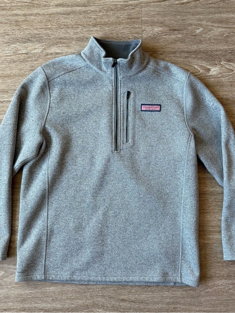 Vineyard Vines Vineyard Vines Men's Light Gray Quarter-Zip Pullover Size US L / EU 52-54 / 3 - 2 Thumbnail