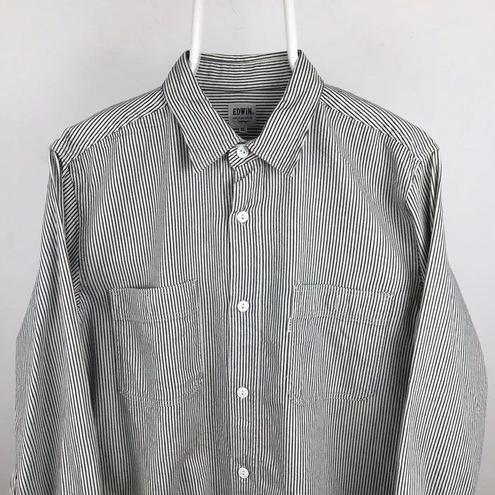 Edwin × Japanese Brand (SY0227) VTG EDWIN HICKORY STRIPE WORKWEAR SHIRT Size US XL / EU 56 / 4 - 2 Thumbnail