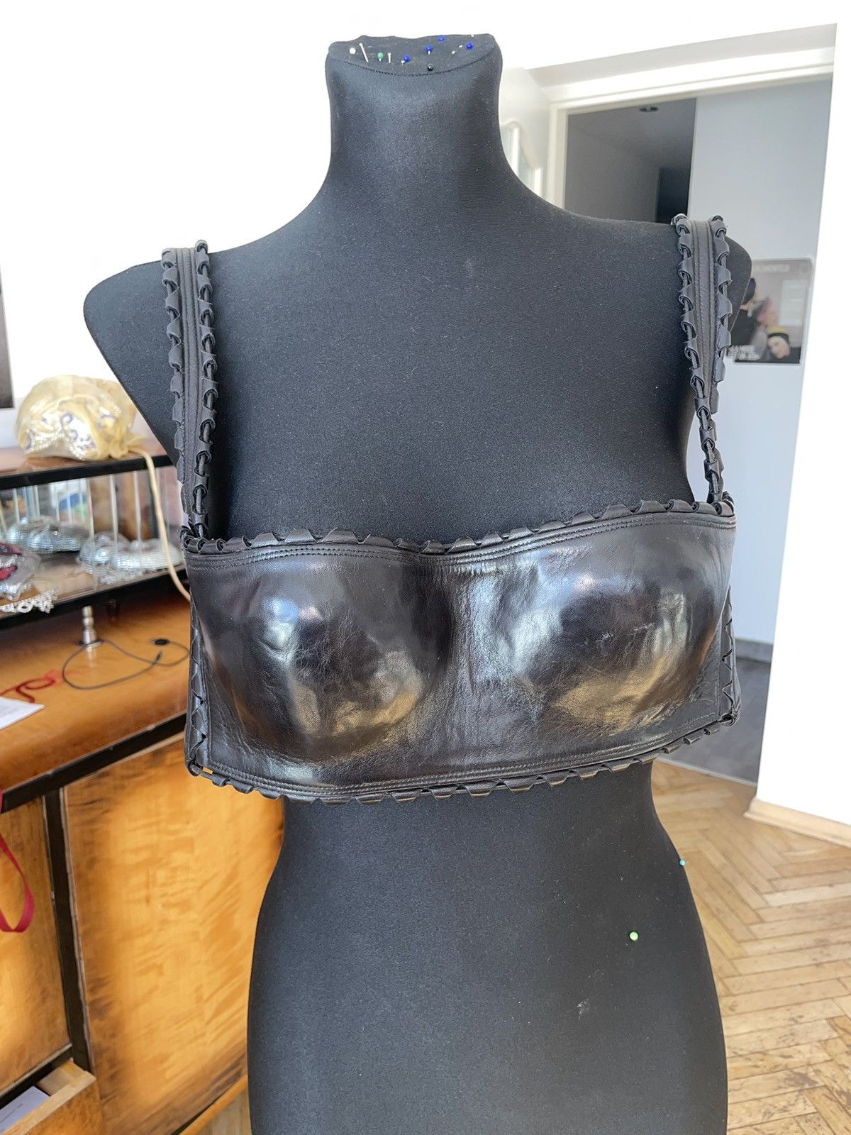 image of Alaia Black Leather Bra 1993, Women's