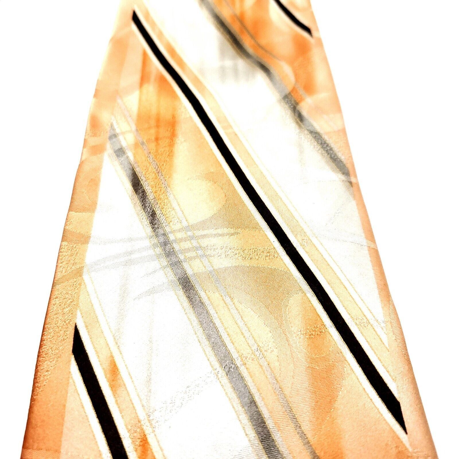 Stacy Adams Stacy Adams Silk Tie Abstract Orange Cream Print Long Wide Size ONE SIZE - 2 Thumbnail
