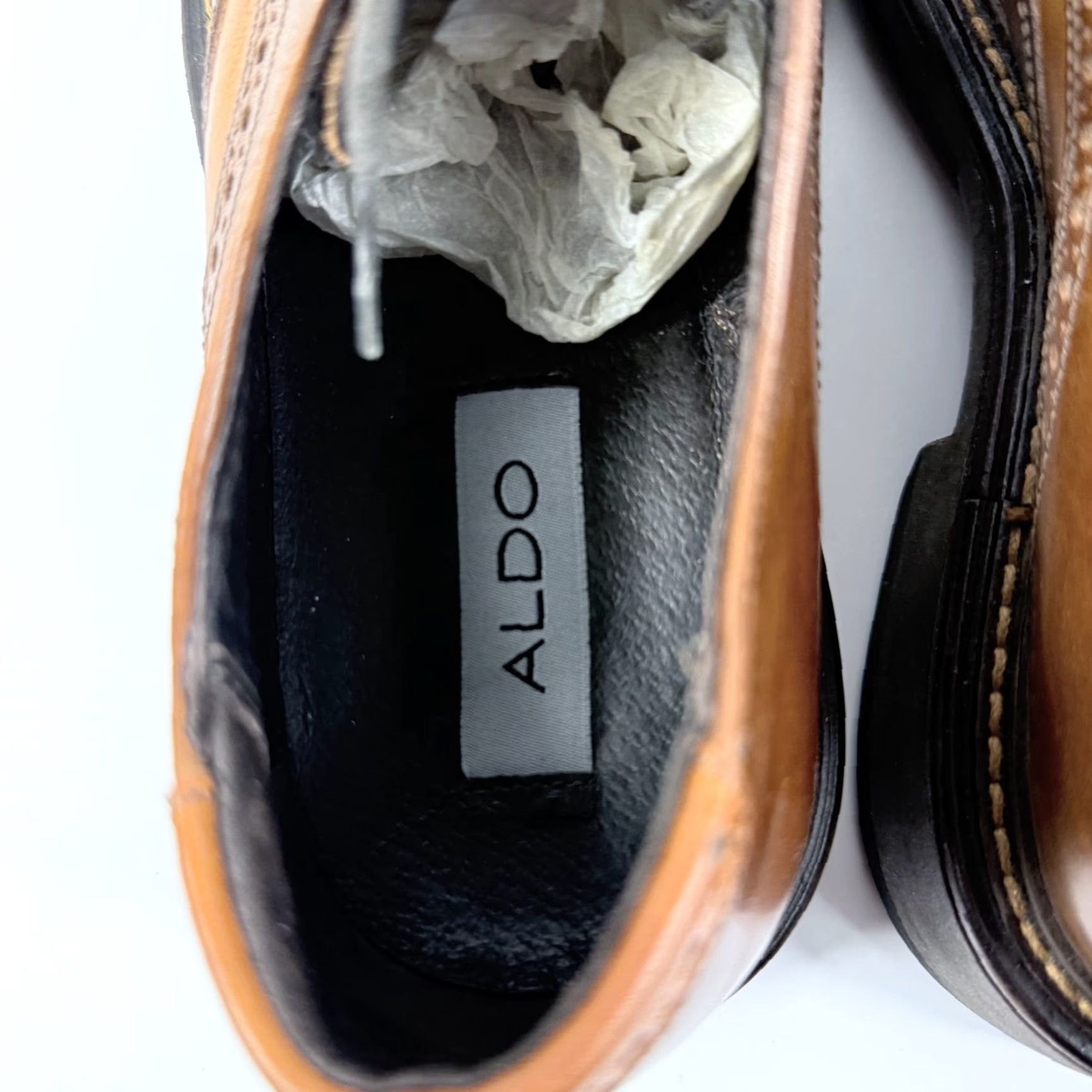 Aldo Aldo Oxford Dress Shoes Men Brown Leather Lace Up Square Toe - 41 Dress Shoes Size US L / EU 52-54 / 3 - 5 Thumbnail