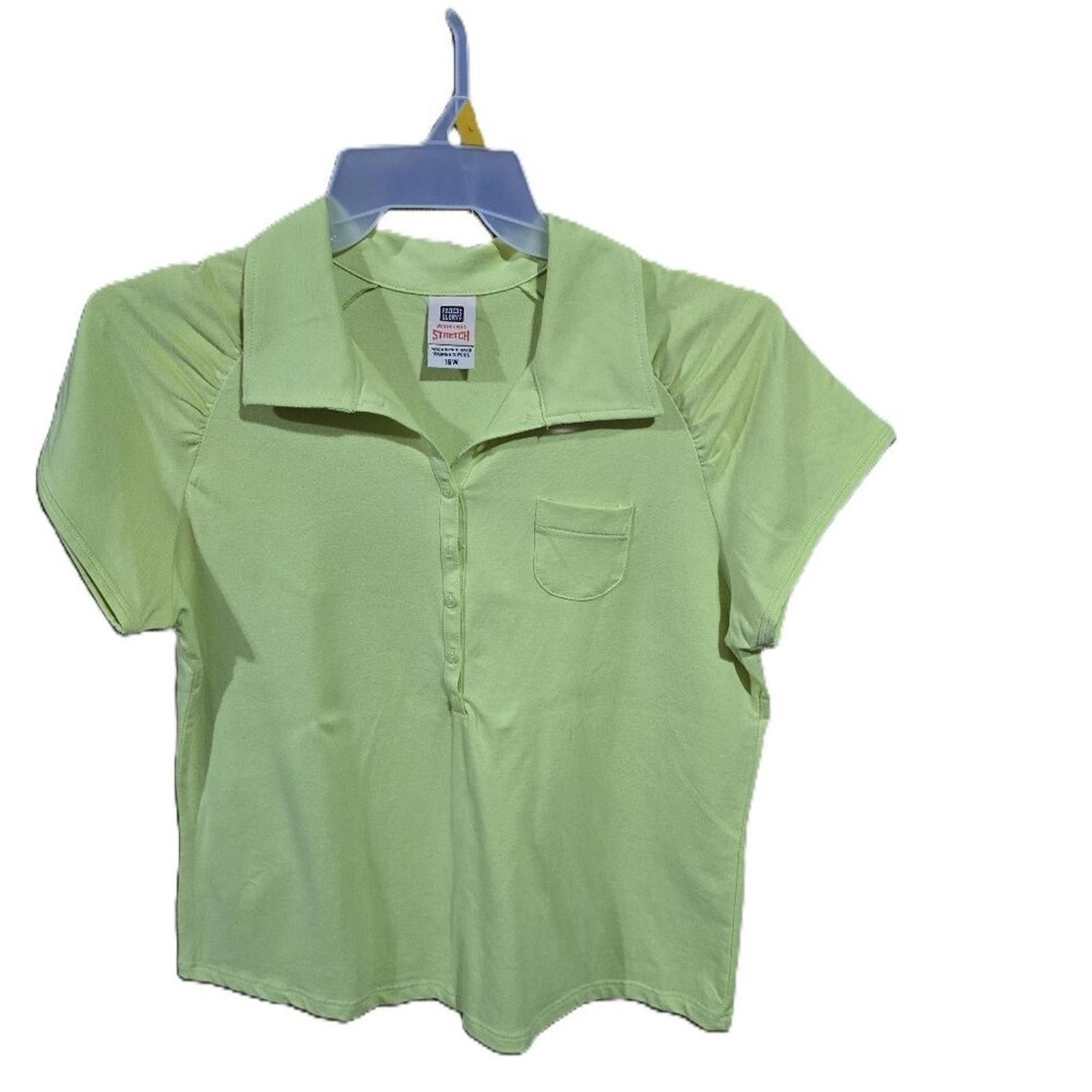 Faded Glory Faded Glory Stretch Light Green Pullover Top Collared Size XXL / US 16-18 / IT 52-54 - 1 Thumbnail