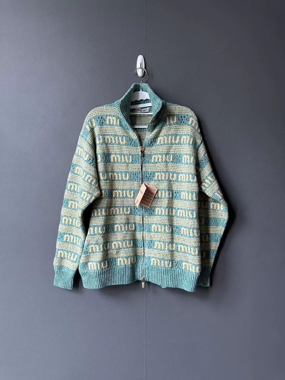 Miu Miu Miu Miu Striped Zip Knit Jacket Size S / US 4 / IT 40 - 1 Thumbnail
