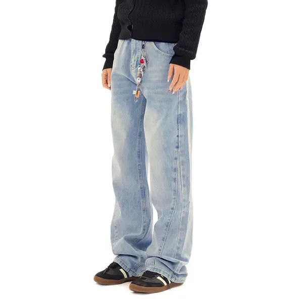 VIBE Men's high street trend loose distressed washed jeans Size US 32 / EU 48 - 3 Thumbnail