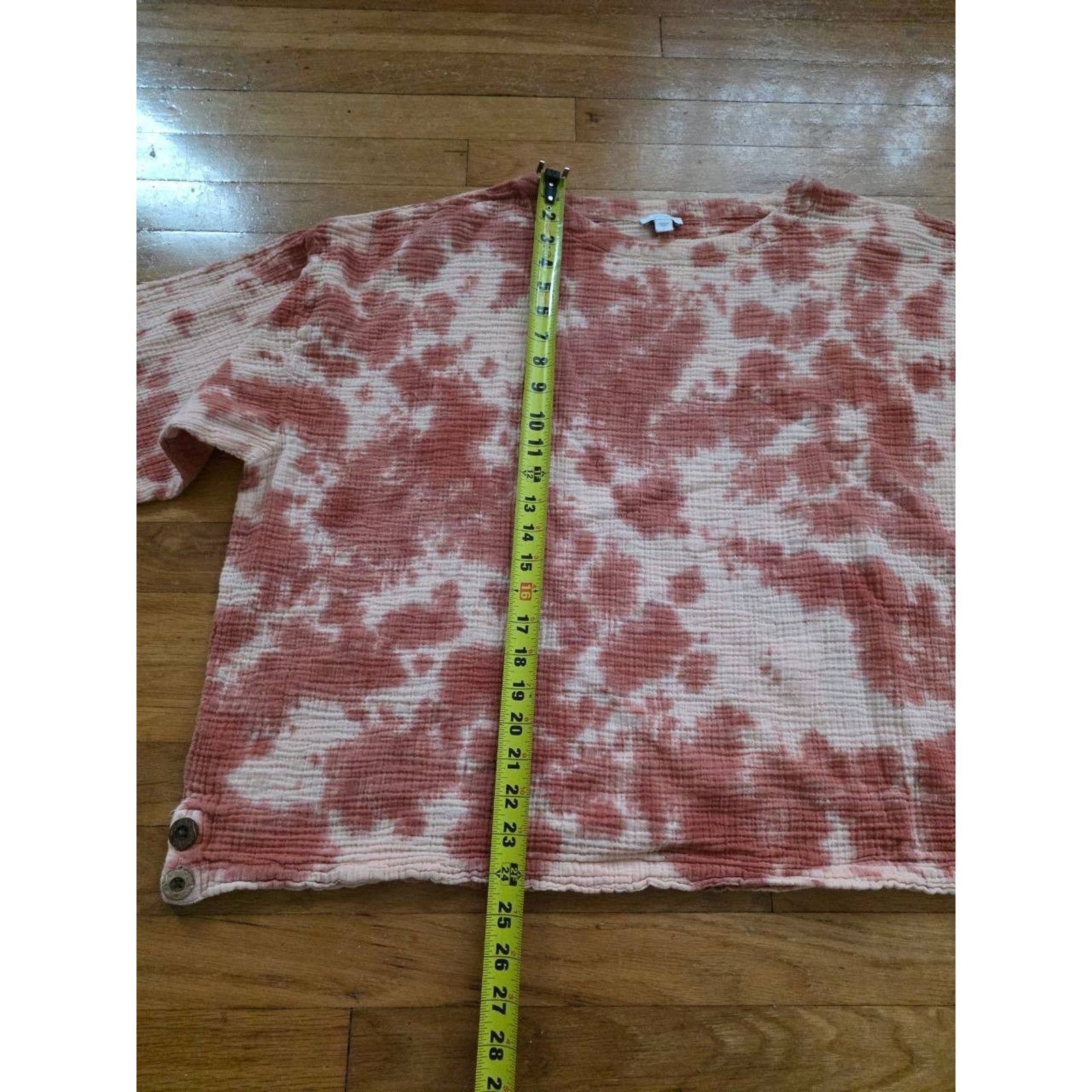 Jac + Jack PureJill Peach Rust Tie Boxy Top Short Sleeve XL A001566 Size XL / US 12-14 / IT 48-50 - 3 Thumbnail