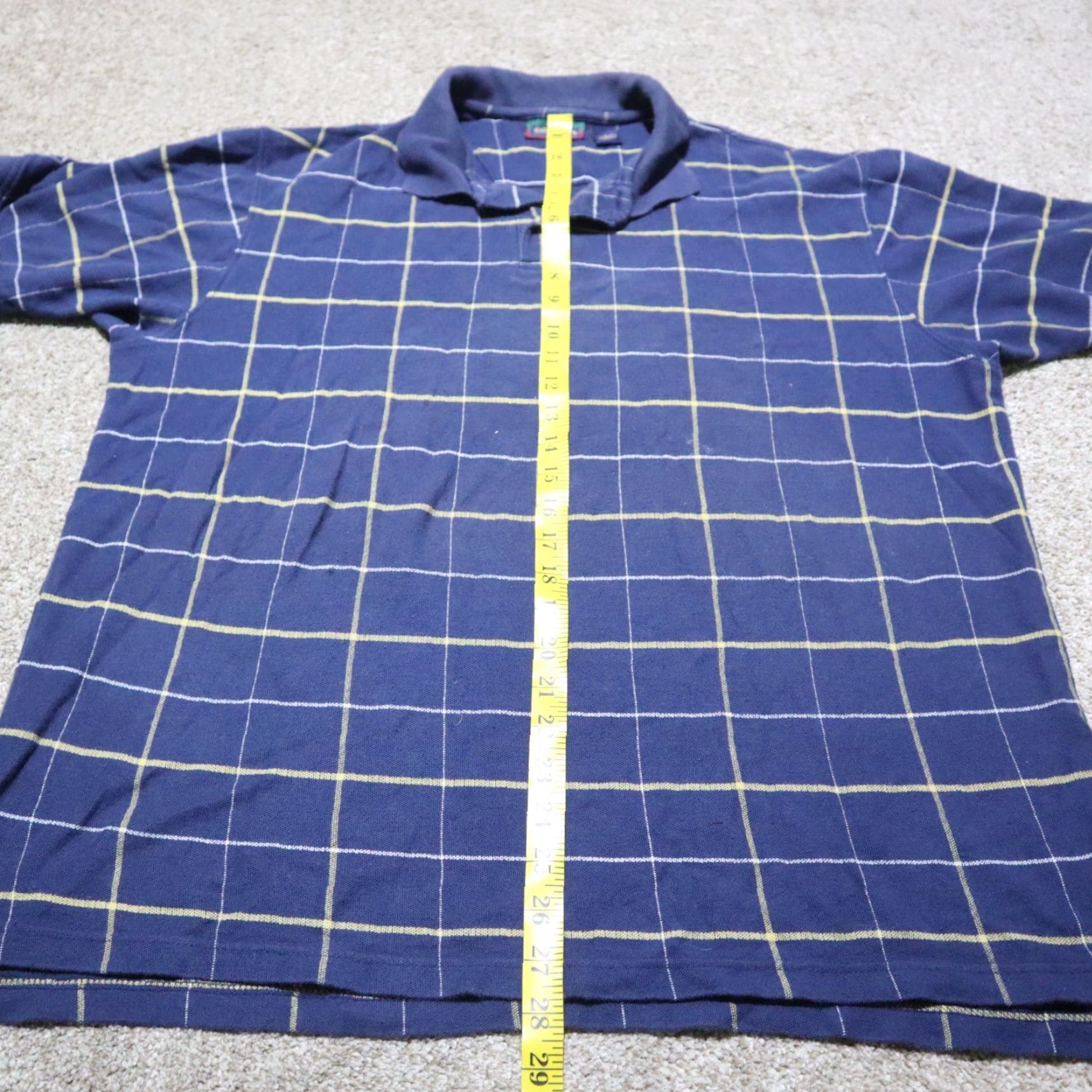 Vintage Saddlebred Polo Shirt Blue Plaid Short Sleeve Adult Large Easy Care Golf Mens Size US L / EU 52-54 / 3 - 6 Thumbnail
