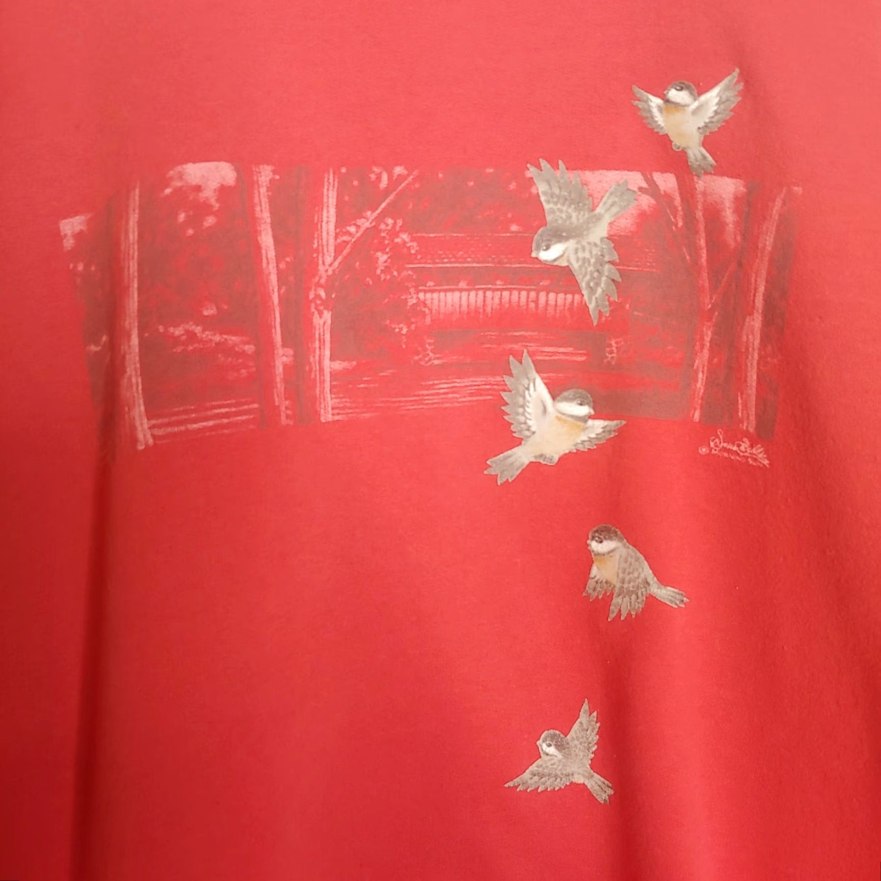 Vintage VINTAGE Morning Sun Sweatshirt Woman XL Red Bird Nature Grannycore Crew Neck Pullover Long Sleeve Cotton Blend Knit Size XL / US 12-14 / IT 48-50 - 2 Thumbnail