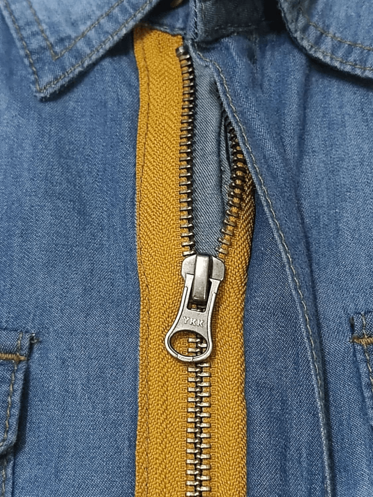 20471120 × If Six Was Nine 291295=HOMME Zip-Up Denim Shirt Size M / US 6-8 / IT 42-44 - 4 Thumbnail